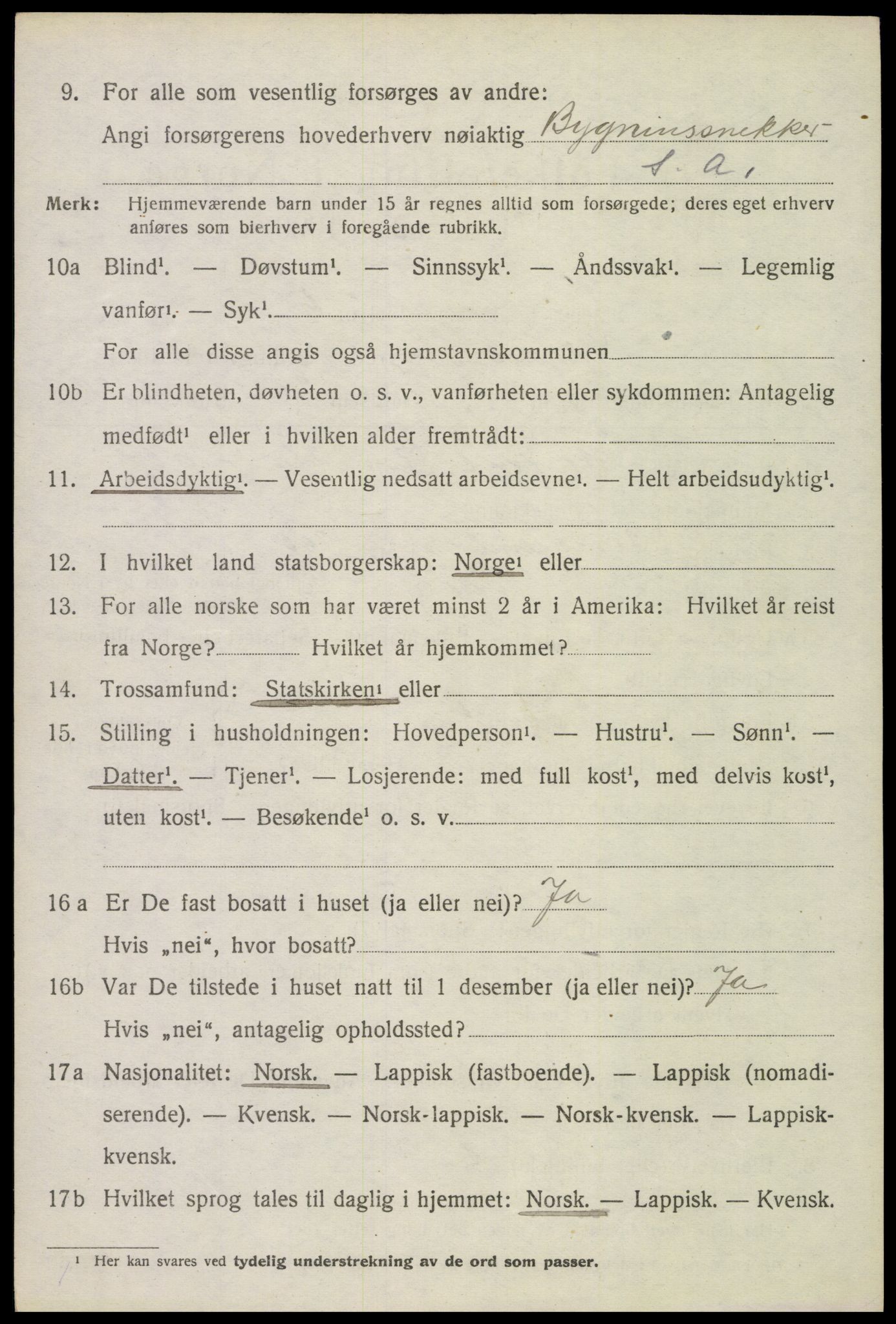 SAT, 1920 census for Vågan, 1920, p. 6152