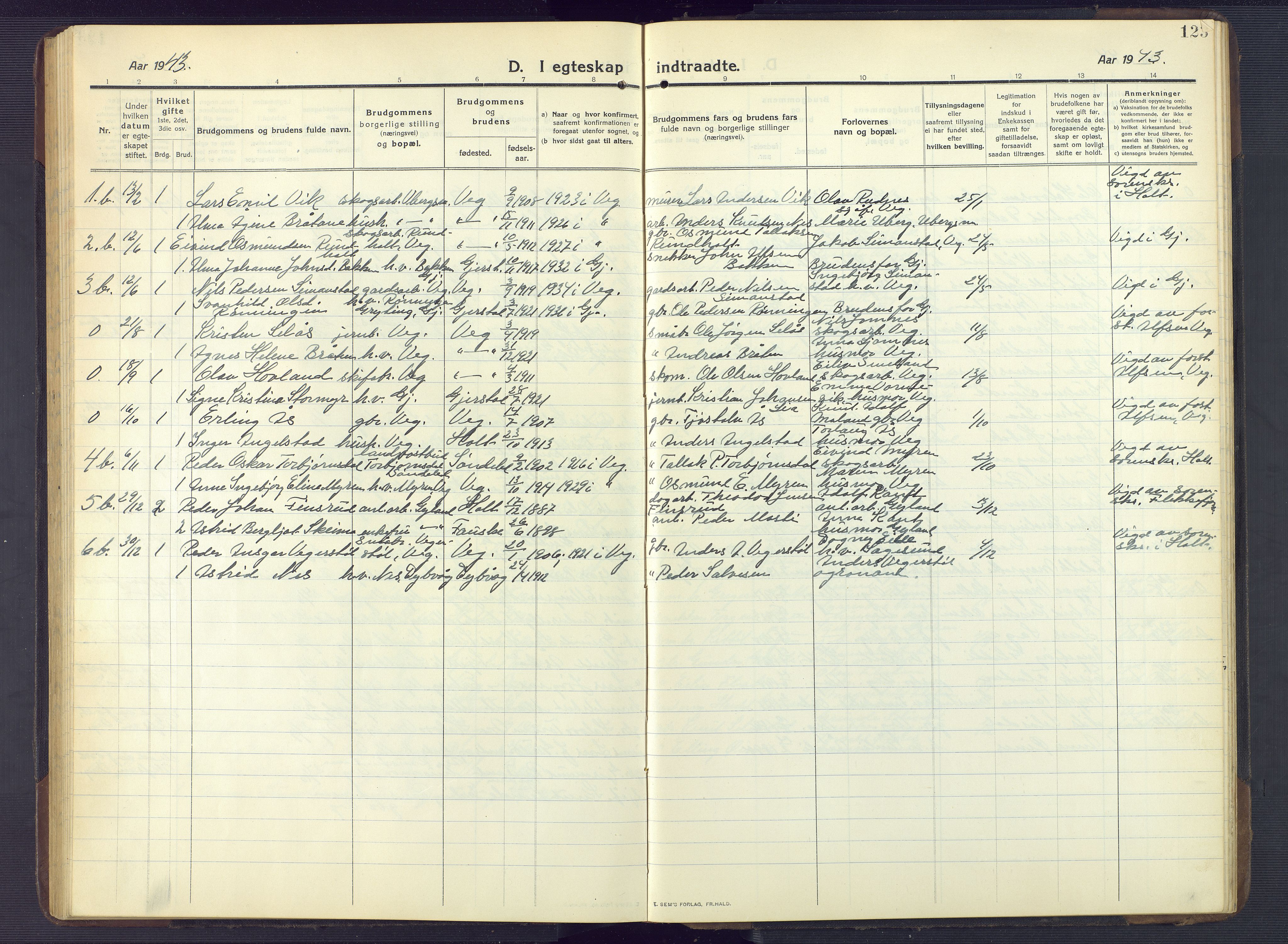 Gjerstad sokneprestkontor, AV/SAK-1111-0014/F/Fb/Fbb/L0005: Parish register (copy) no. B 5, 1911-1949, p. 123