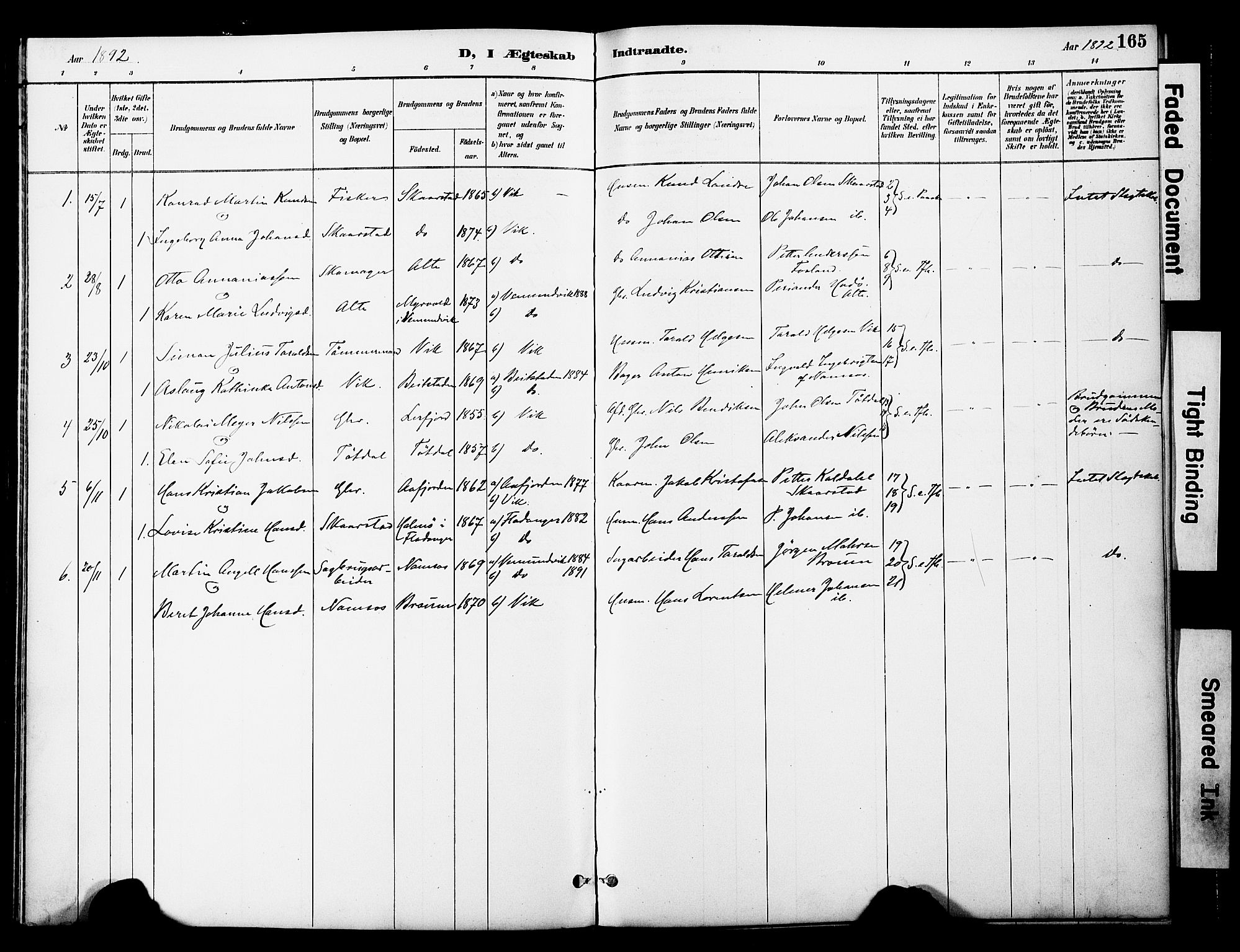 Ministerialprotokoller, klokkerbøker og fødselsregistre - Nord-Trøndelag, SAT/A-1458/774/L0628: Parish register (official) no. 774A02, 1887-1903, p. 165