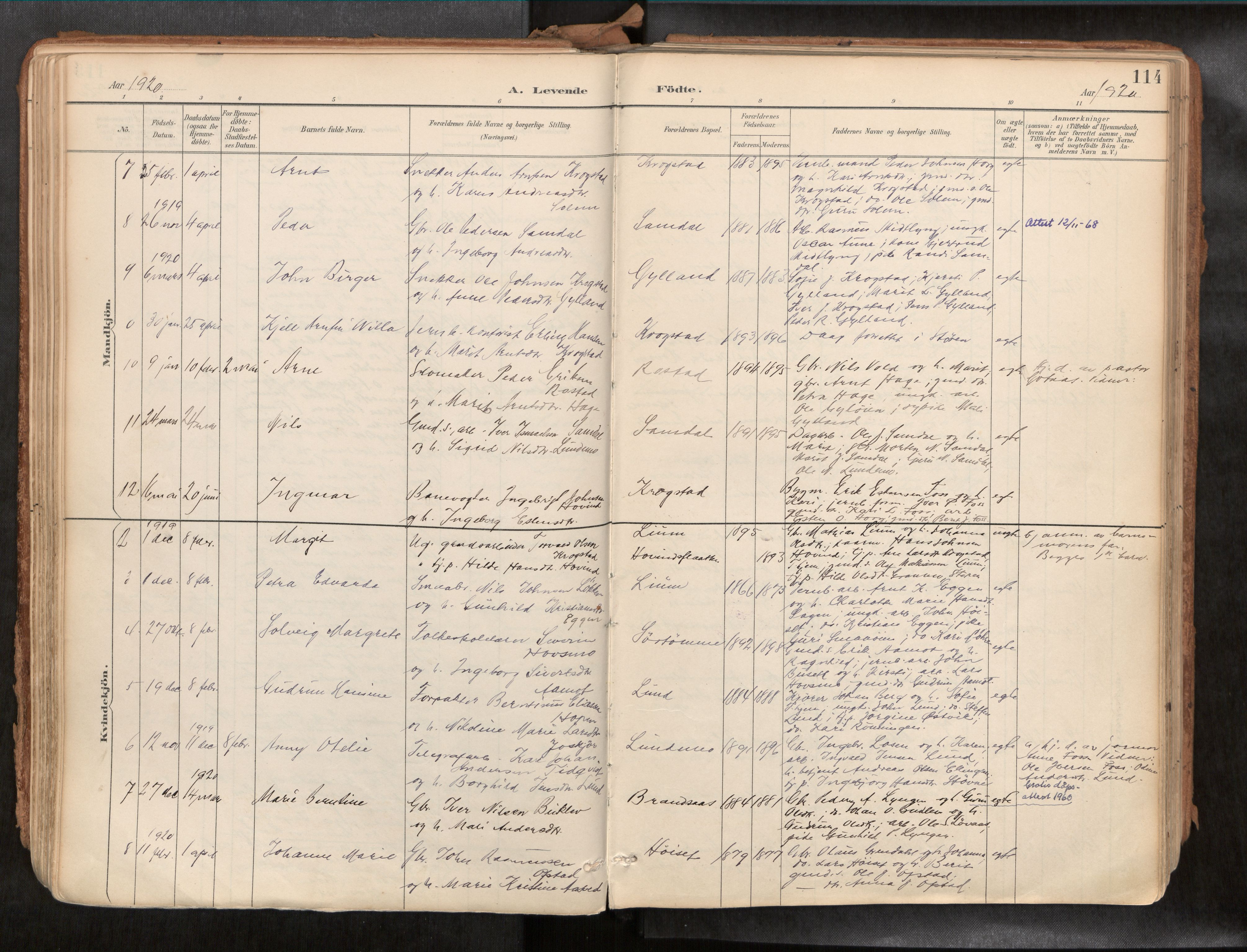 Ministerialprotokoller, klokkerbøker og fødselsregistre - Sør-Trøndelag, SAT/A-1456/692/L1105b: Parish register (official) no. 692A06, 1891-1934, p. 114