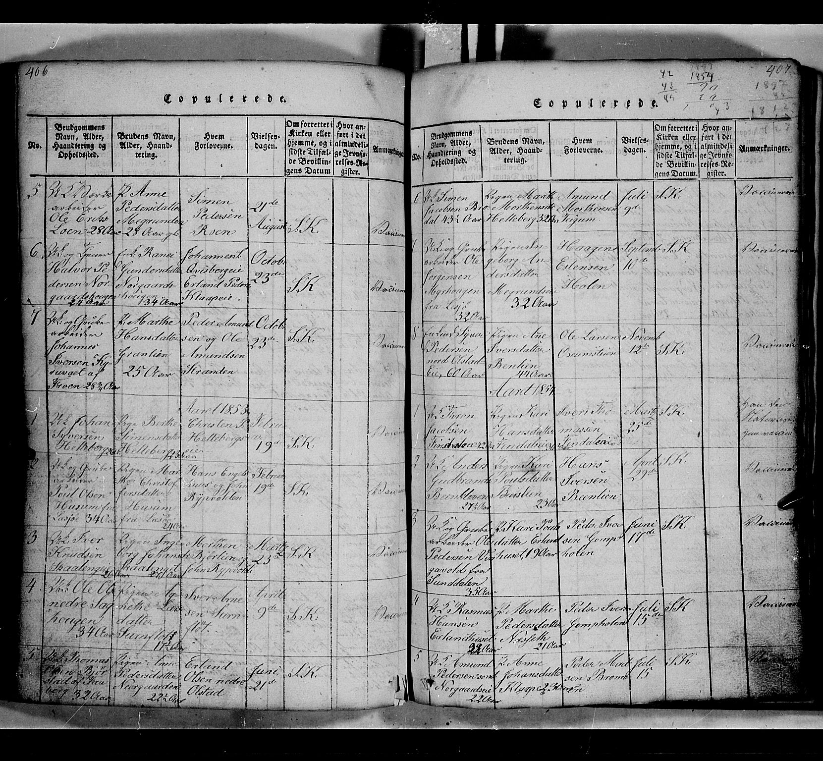 Gausdal prestekontor, SAH/PREST-090/H/Ha/Hab/L0002: Parish register (copy) no. 2, 1818-1874, p. 406-407