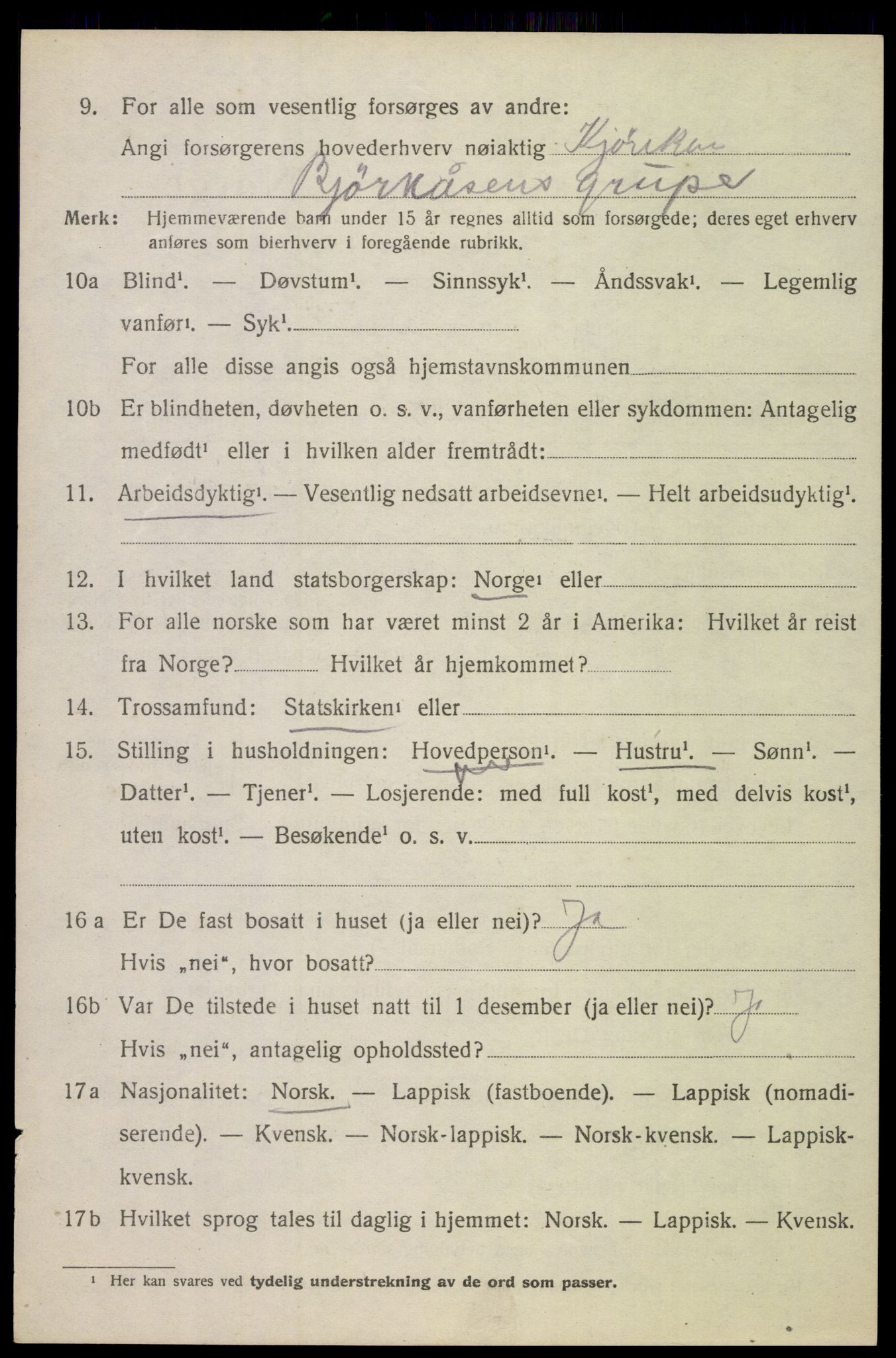 SAT, 1920 census for Evenes, 1920, p. 9099