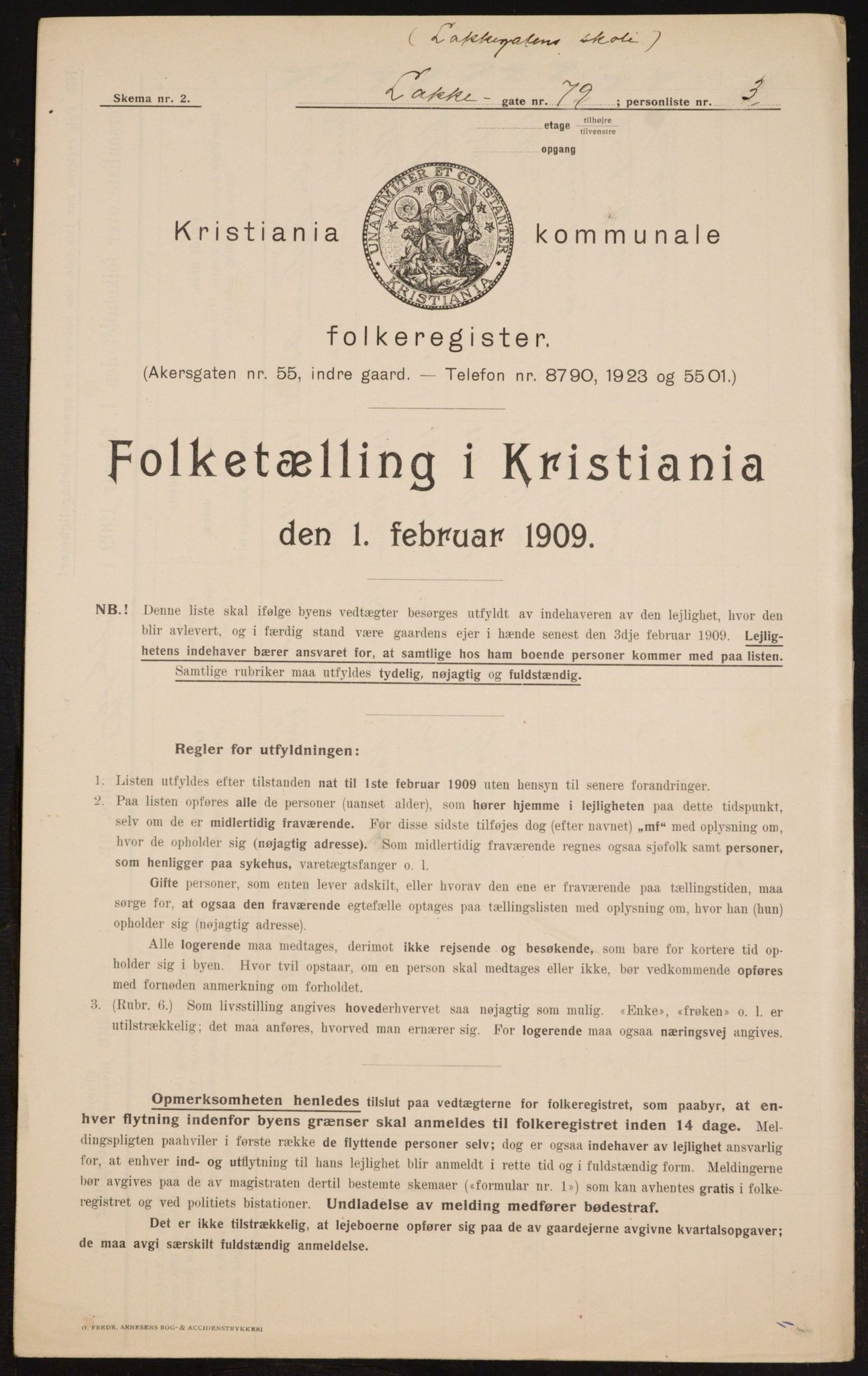 OBA, Municipal Census 1909 for Kristiania, 1909, p. 51376