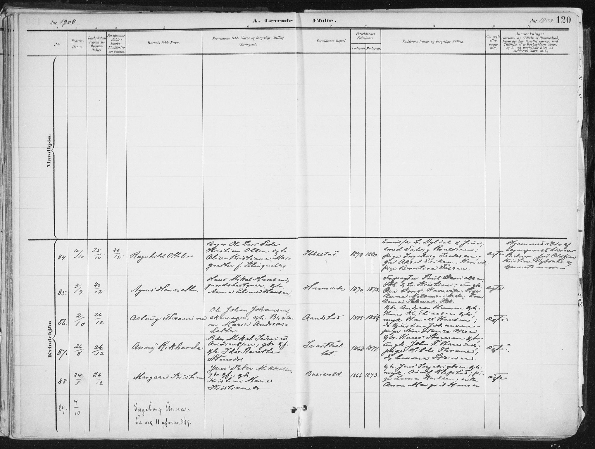 Ibestad sokneprestembete, AV/SATØ-S-0077/H/Ha/Haa/L0017kirke: Parish register (official) no. 17, 1901-1914, p. 120