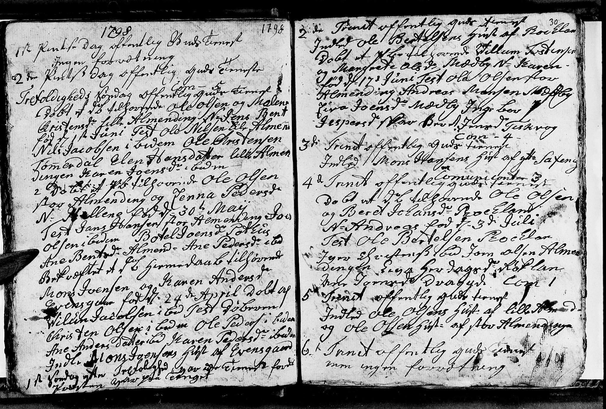 Ministerialprotokoller, klokkerbøker og fødselsregistre - Nordland, AV/SAT-A-1459/847/L0674: Parish register (copy) no. 847C02, 1793-1807, p. 30