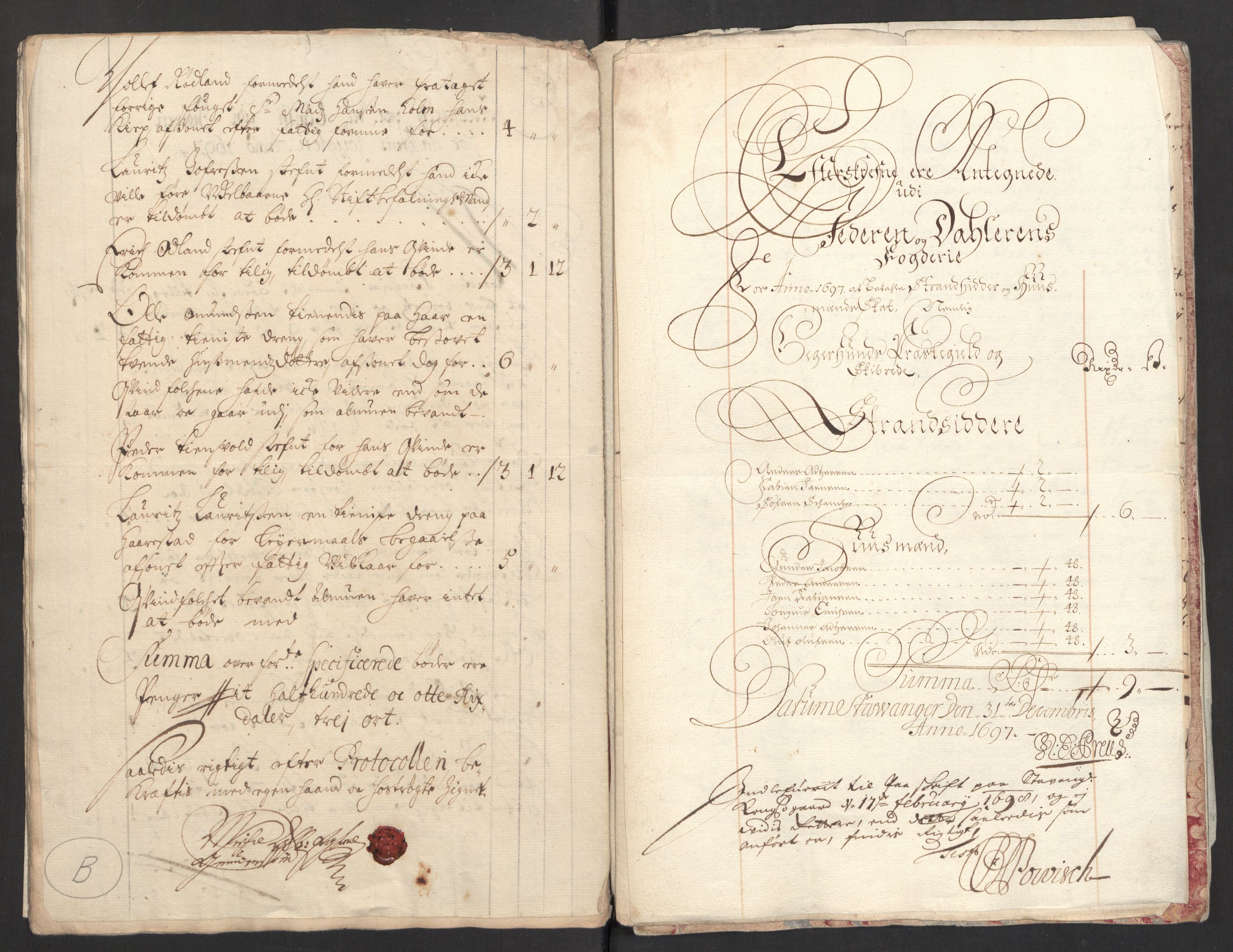 Rentekammeret inntil 1814, Reviderte regnskaper, Fogderegnskap, RA/EA-4092/R46/L2729: Fogderegnskap Jæren og Dalane, 1697-1698, p. 20