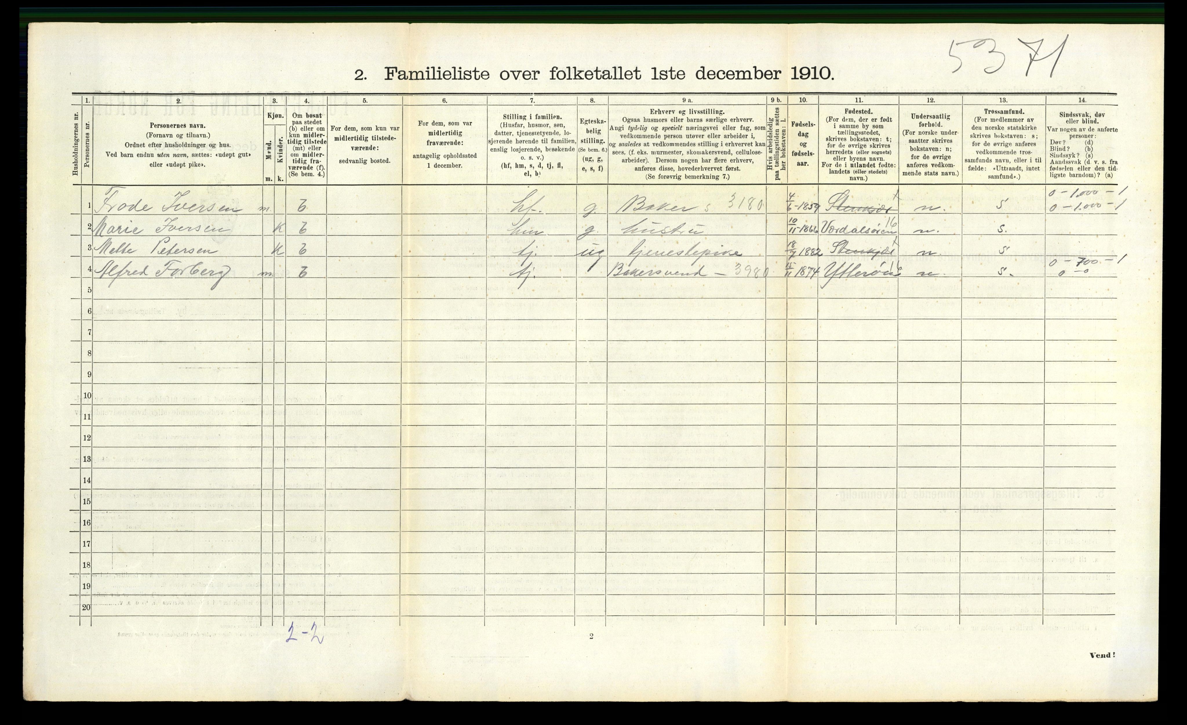 RA, 1910 census for Steinkjer, 1910, p. 45