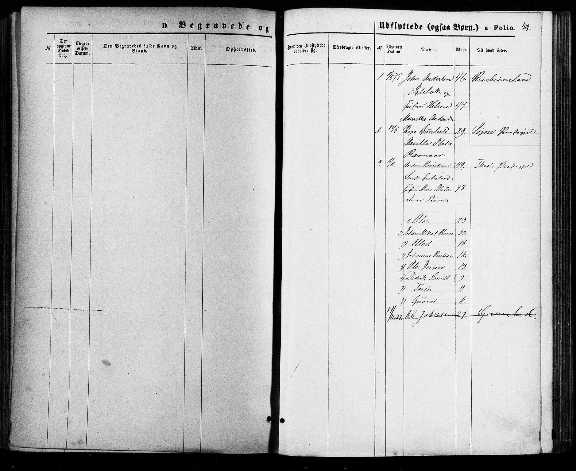 Vennesla sokneprestkontor, SAK/1111-0045/Fa/Fac/L0008: Parish register (official) no. A 8, 1874-1883, p. 419