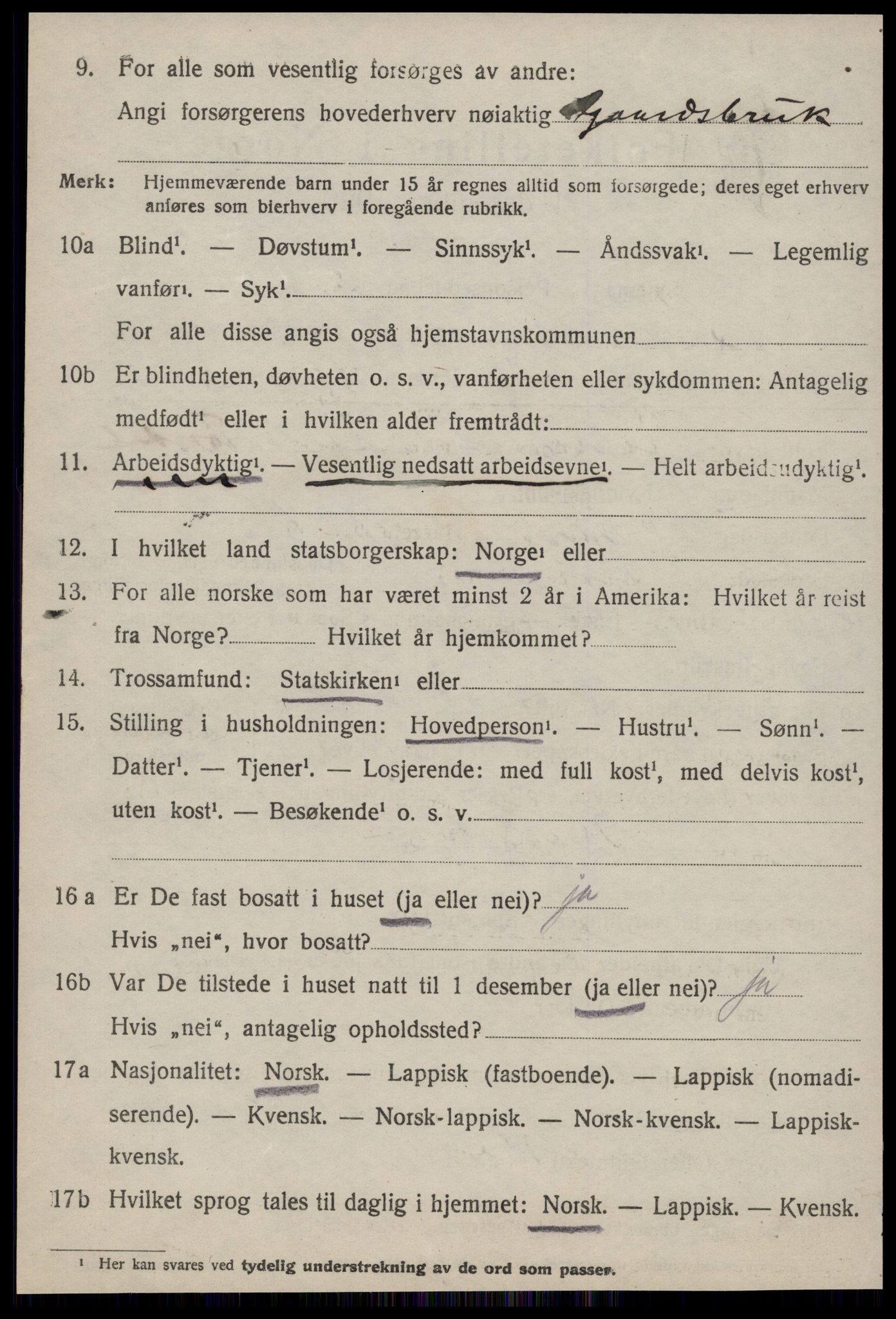 SAT, 1920 census for Lensvik, 1920, p. 375