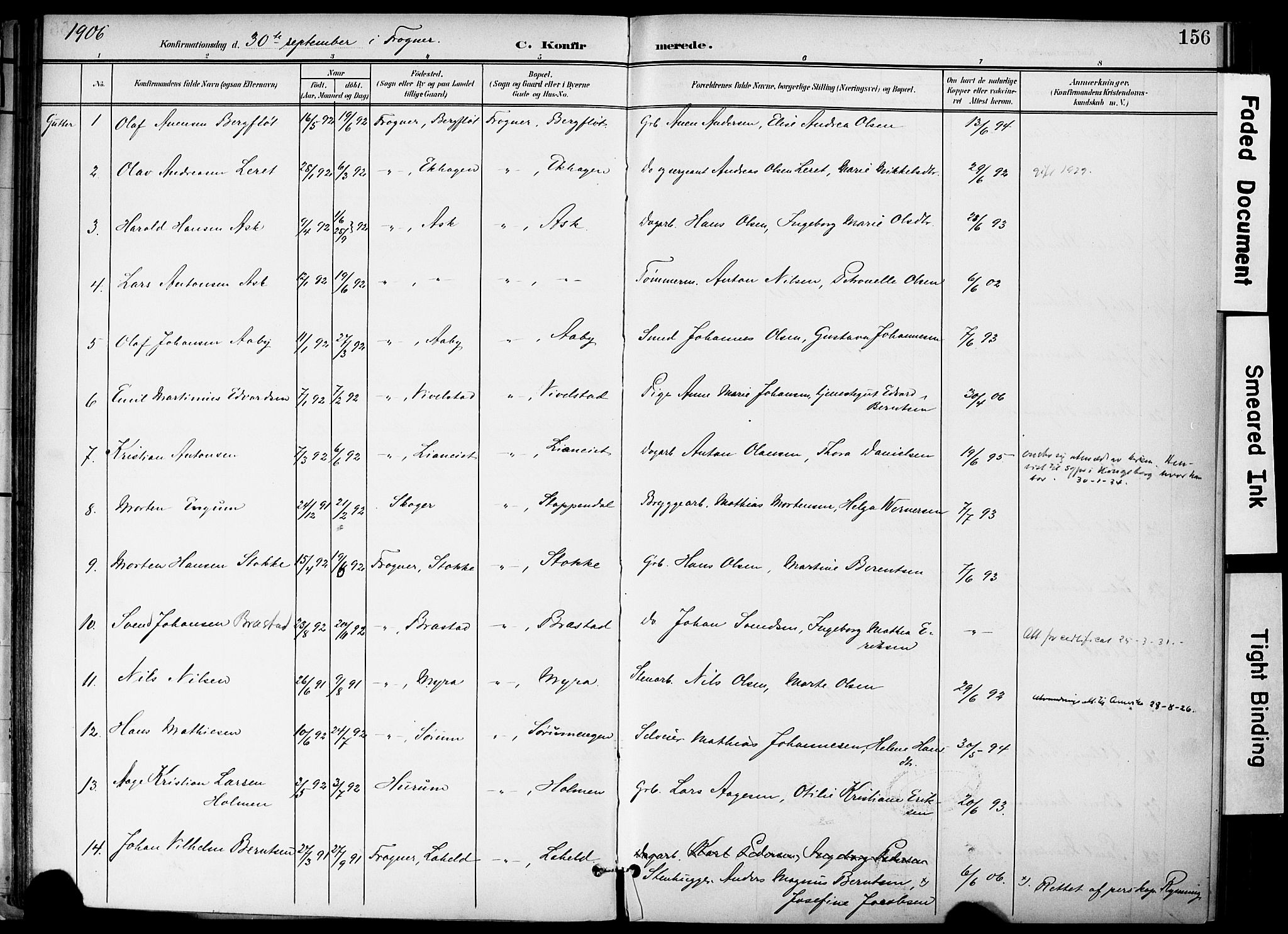 Lier kirkebøker, AV/SAKO-A-230/F/Fa/L0017: Parish register (official) no. I 17, 1901-1908, p. 156