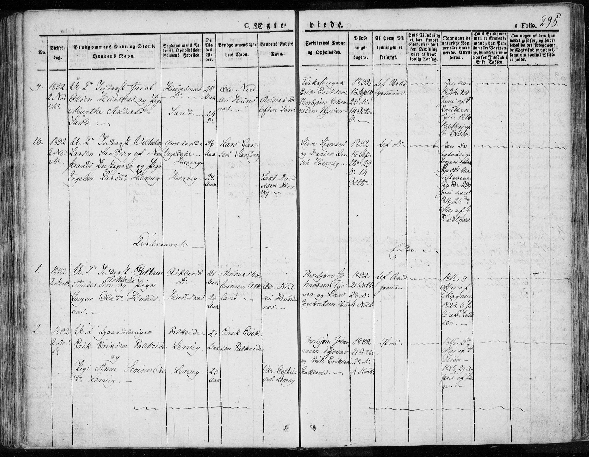Tysvær sokneprestkontor, SAST/A -101864/H/Ha/Haa/L0001: Parish register (official) no. A 1.1, 1831-1856, p. 295