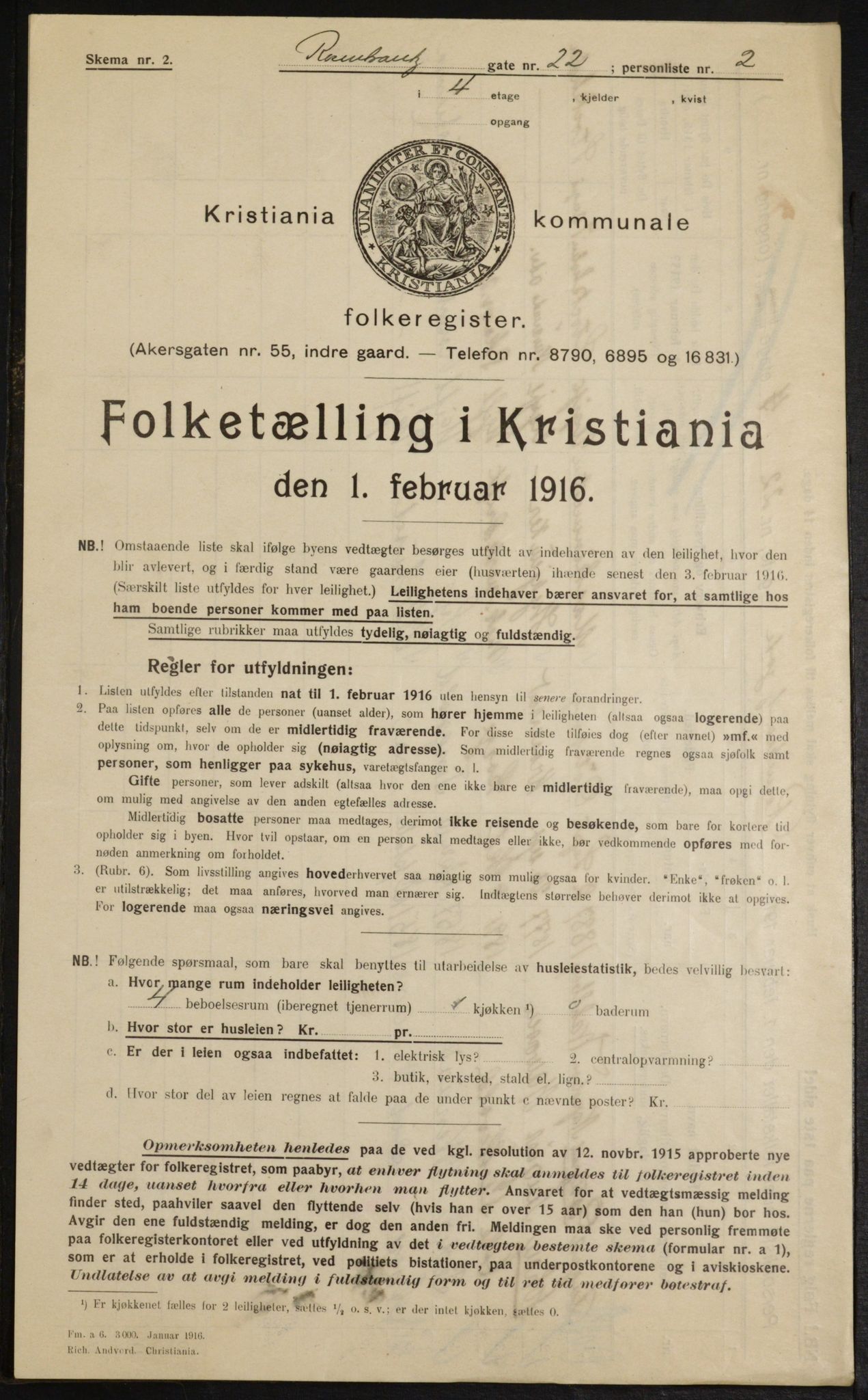 OBA, Municipal Census 1916 for Kristiania, 1916, p. 86280