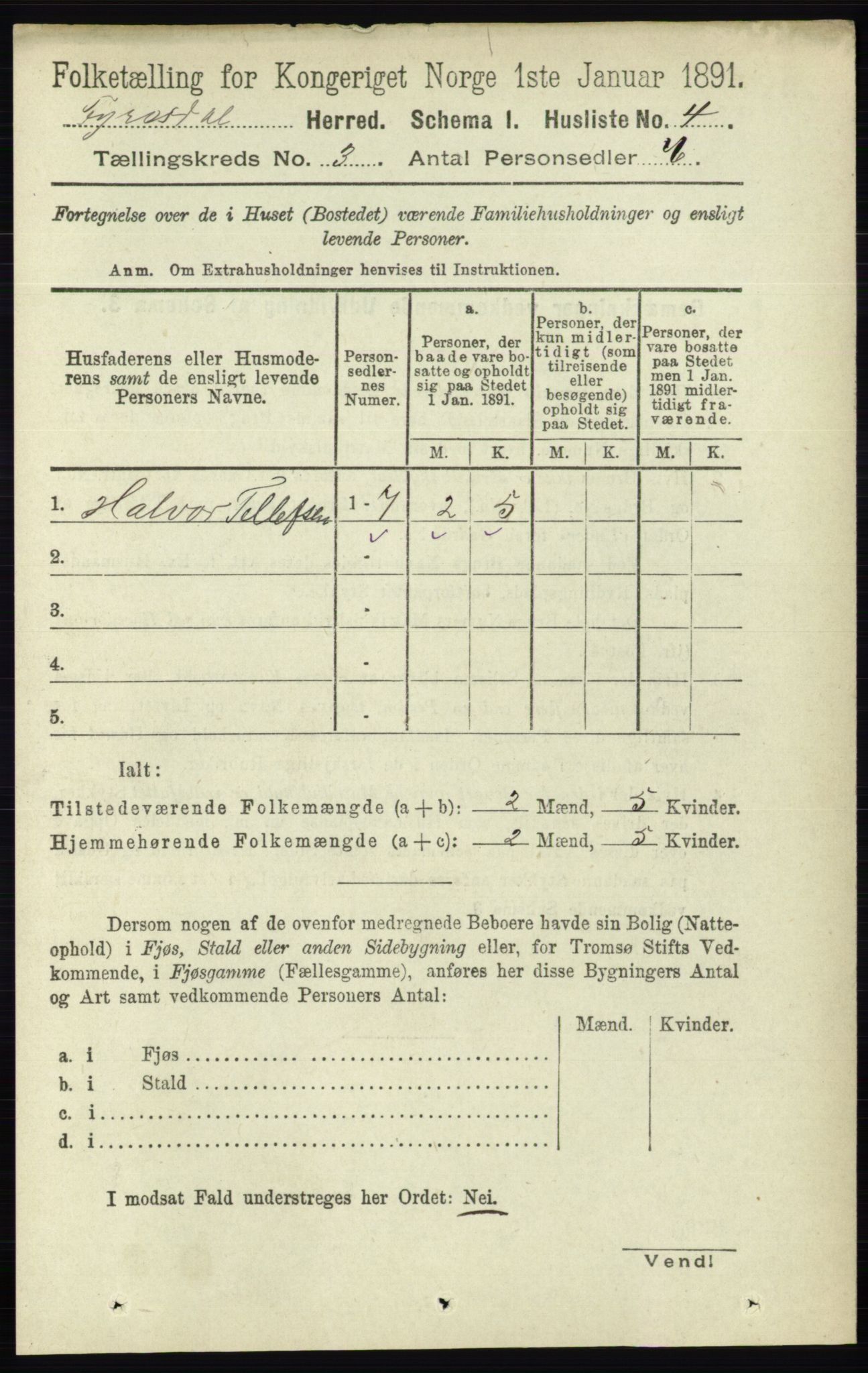 RA, 1891 census for 0831 Fyresdal, 1891, p. 538