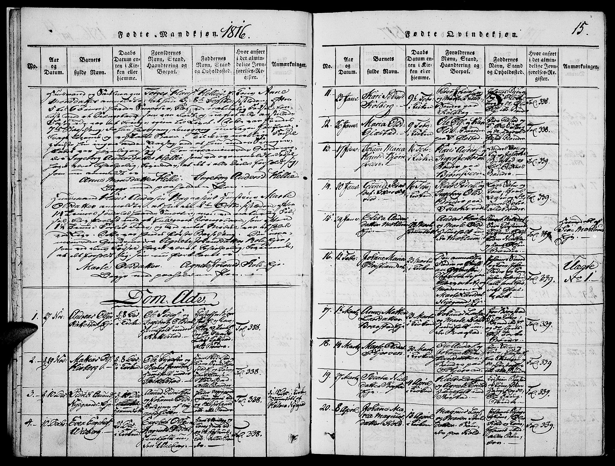 Vardal prestekontor, SAH/PREST-100/H/Ha/Haa/L0004: Parish register (official) no. 4, 1814-1831, p. 15