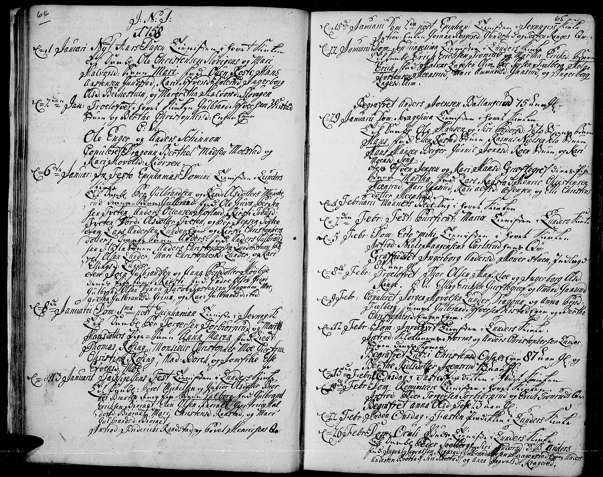 Jevnaker prestekontor, SAH/PREST-116/H/Ha/Haa/L0003: Parish register (official) no. 3, 1752-1799, p. 64-65