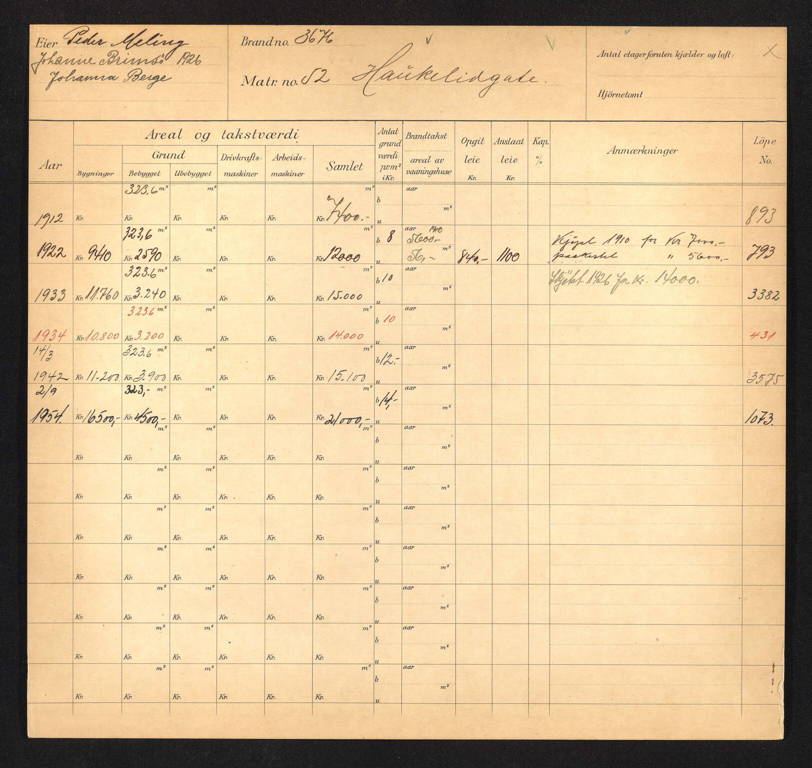 Stavanger kommune. Skattetakstvesenet, BYST/A-0440/F/Fa/Faa/L0017/0002: Skattetakstkort / Haukeligata 50 - 70