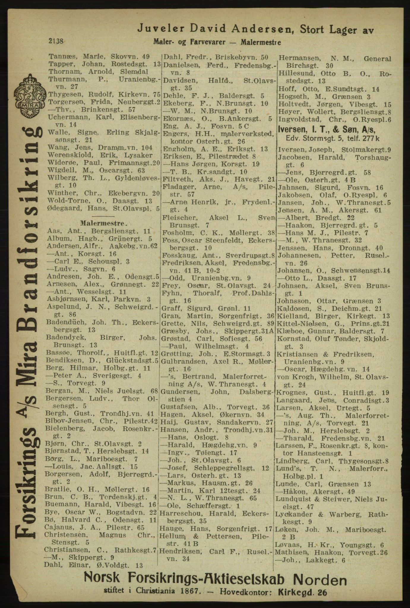 Kristiania/Oslo adressebok, PUBL/-, 1918, p. 2291