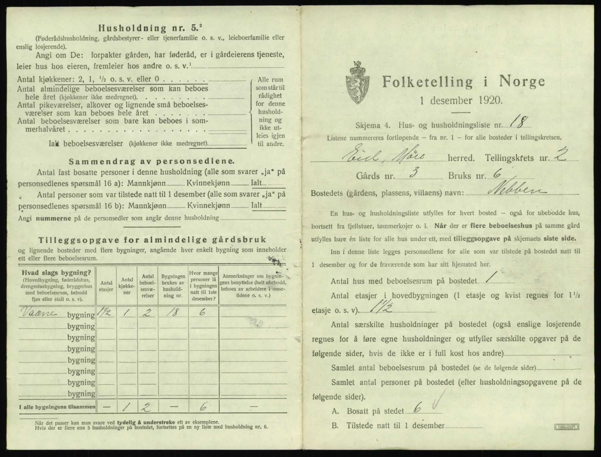 SAT, 1920 census for Eid, 1920, p. 115