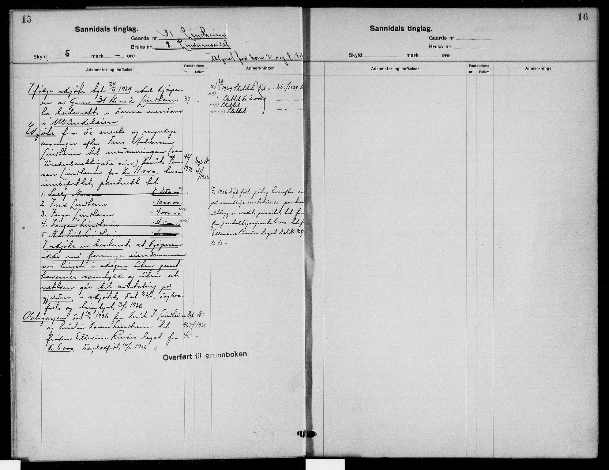 Kragerø sorenskriveri, SAKO/A-65/G/Gb/Gbb/L0003: Mortgage register no. II 3, p. 15-16