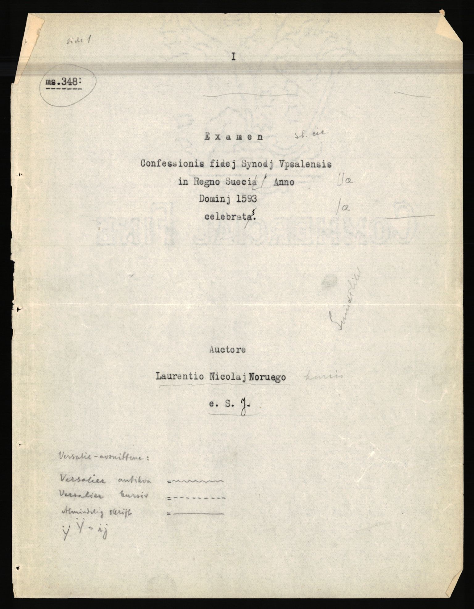 Norsk Historisk Kjeldeskrift-Institutt (NHKI), RA/S-6117/M/Ma/L0039: Laurentius Norvegus, 1944