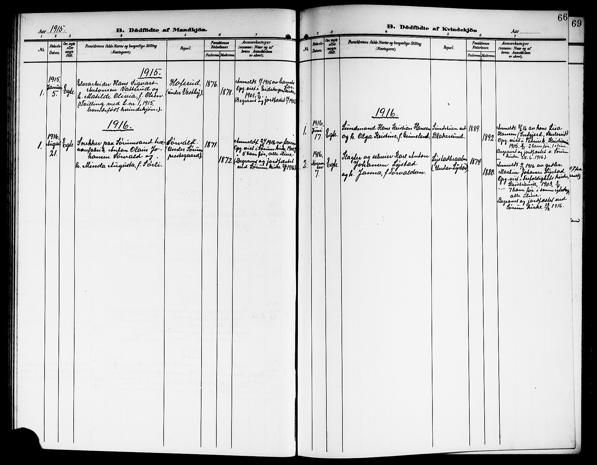 Sørum prestekontor Kirkebøker, AV/SAO-A-10303/G/Ga/L0007: Parish register (copy) no. I 7, 1907-1917, p. 66