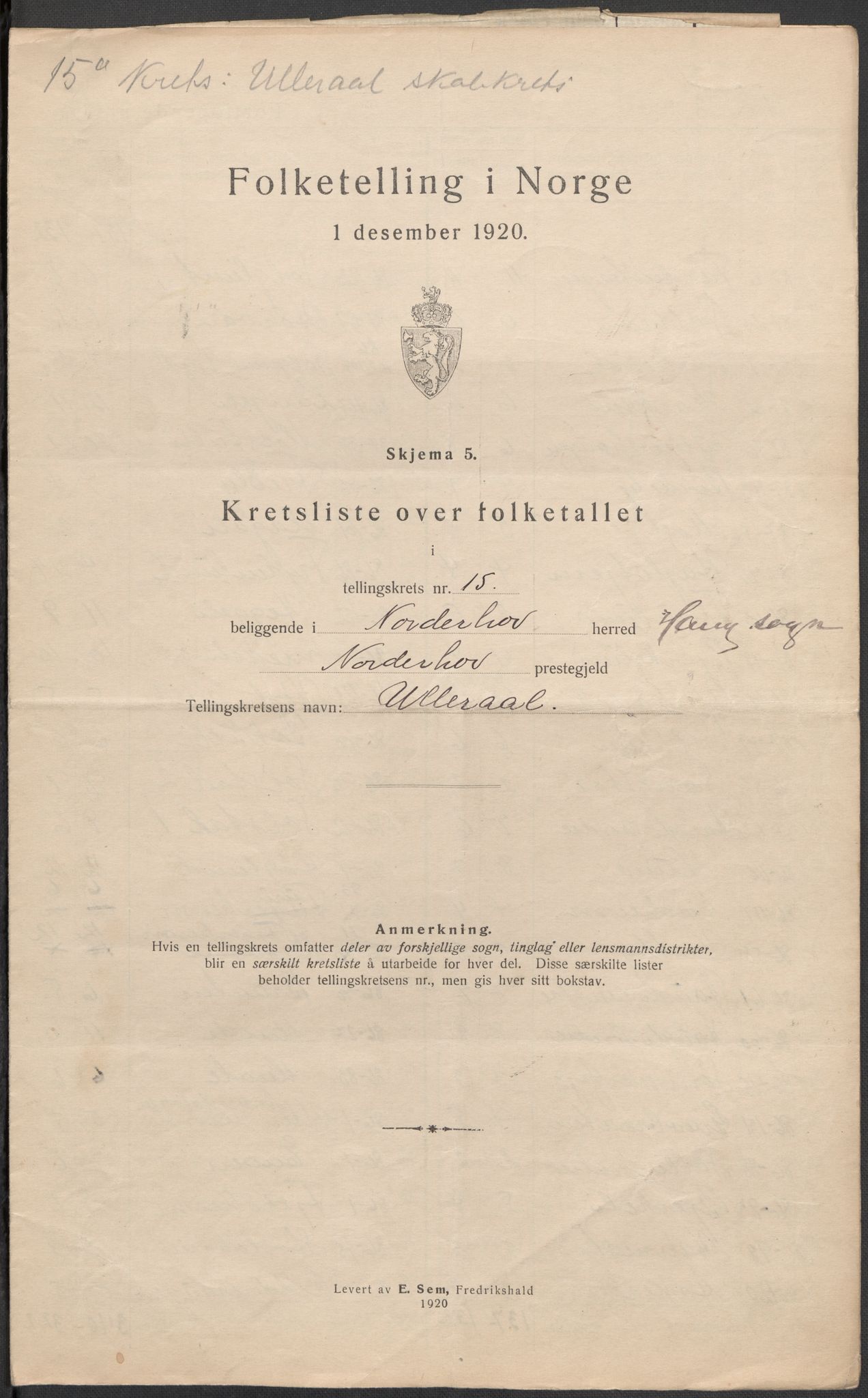 SAKO, 1920 census for Norderhov, 1920, p. 48