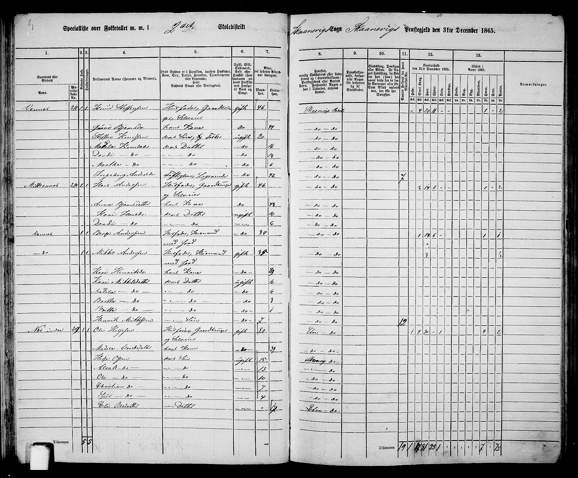 RA, 1865 census for Skånevik, 1865, p. 31