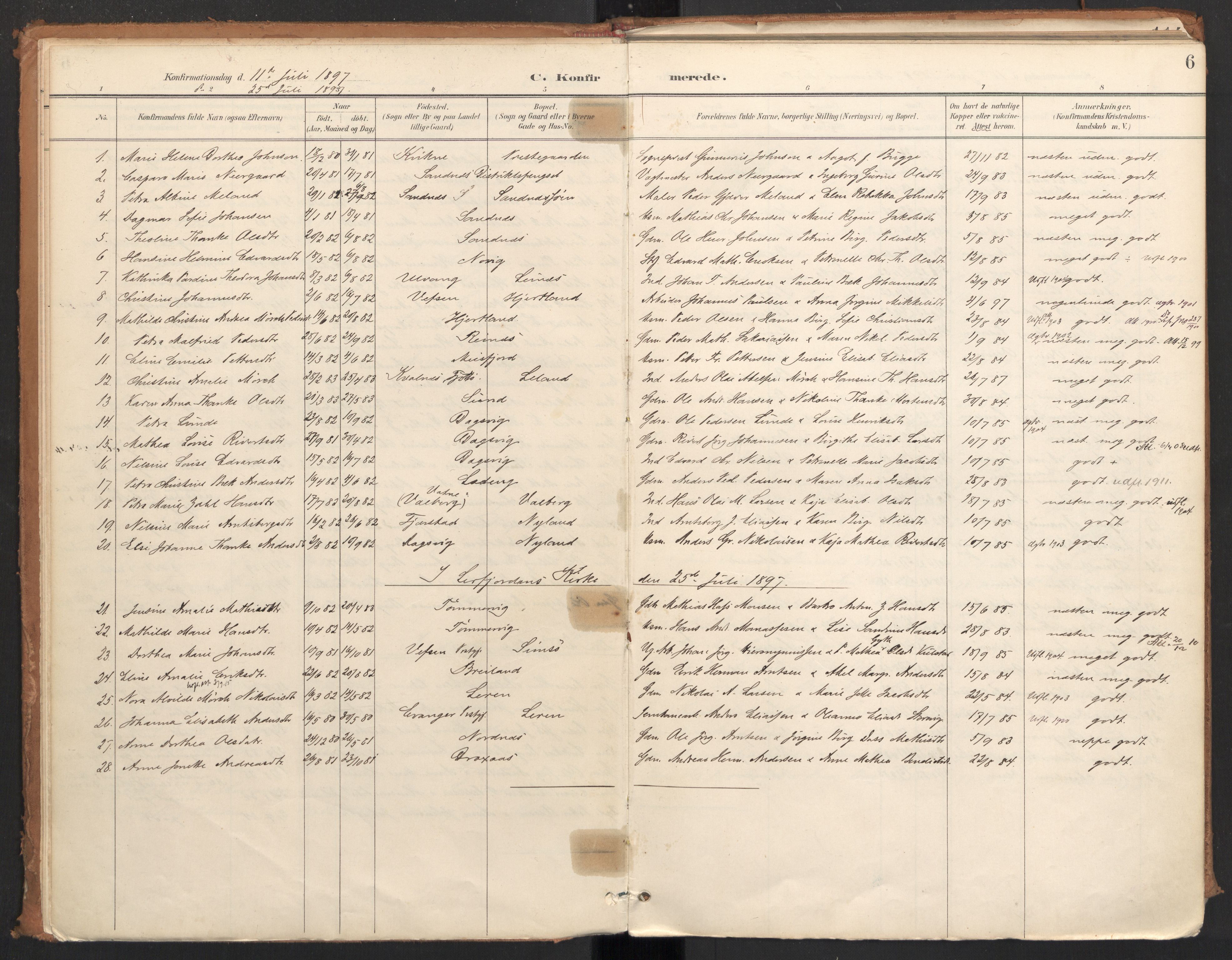 Ministerialprotokoller, klokkerbøker og fødselsregistre - Nordland, AV/SAT-A-1459/831/L0472: Parish register (official) no. 831A03, 1897-1912, p. 6