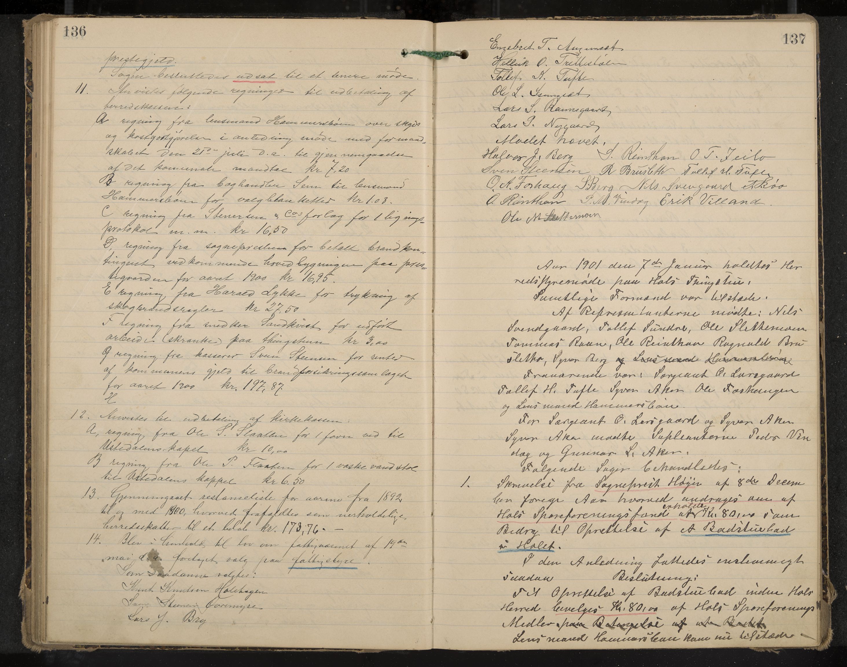 Hol formannskap og sentraladministrasjon, IKAK/0620021-1/A/L0003: Møtebok, 1897-1904, p. 136-137