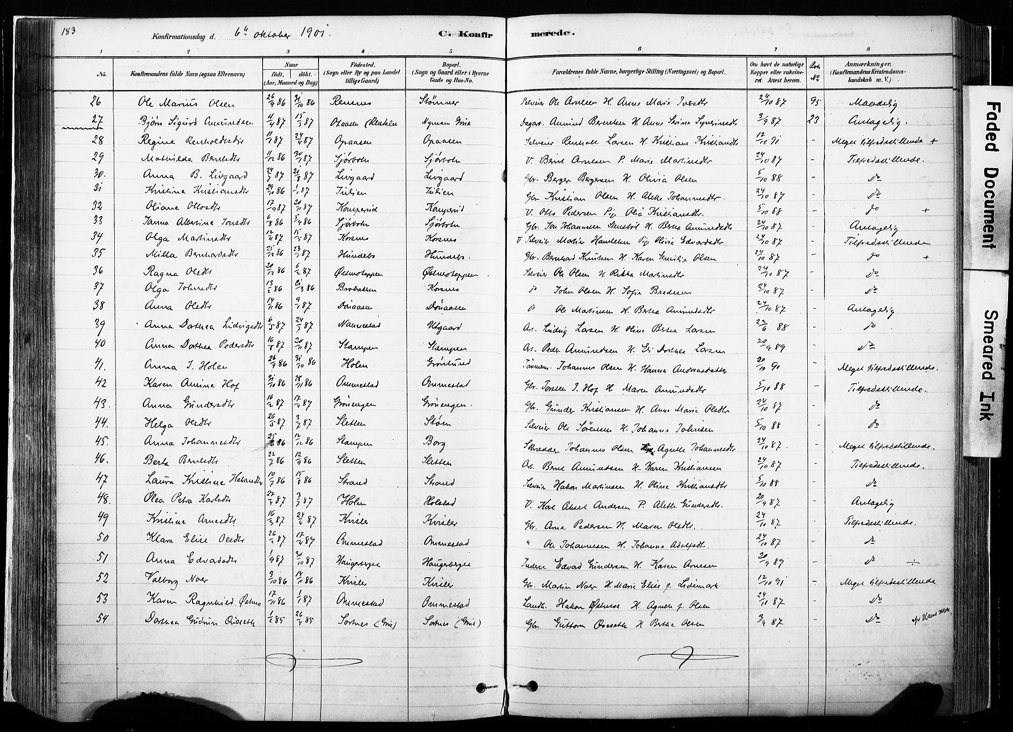 Hof prestekontor, AV/SAH-PREST-038/H/Ha/Haa/L0010: Parish register (official) no. 10, 1878-1909, p. 183