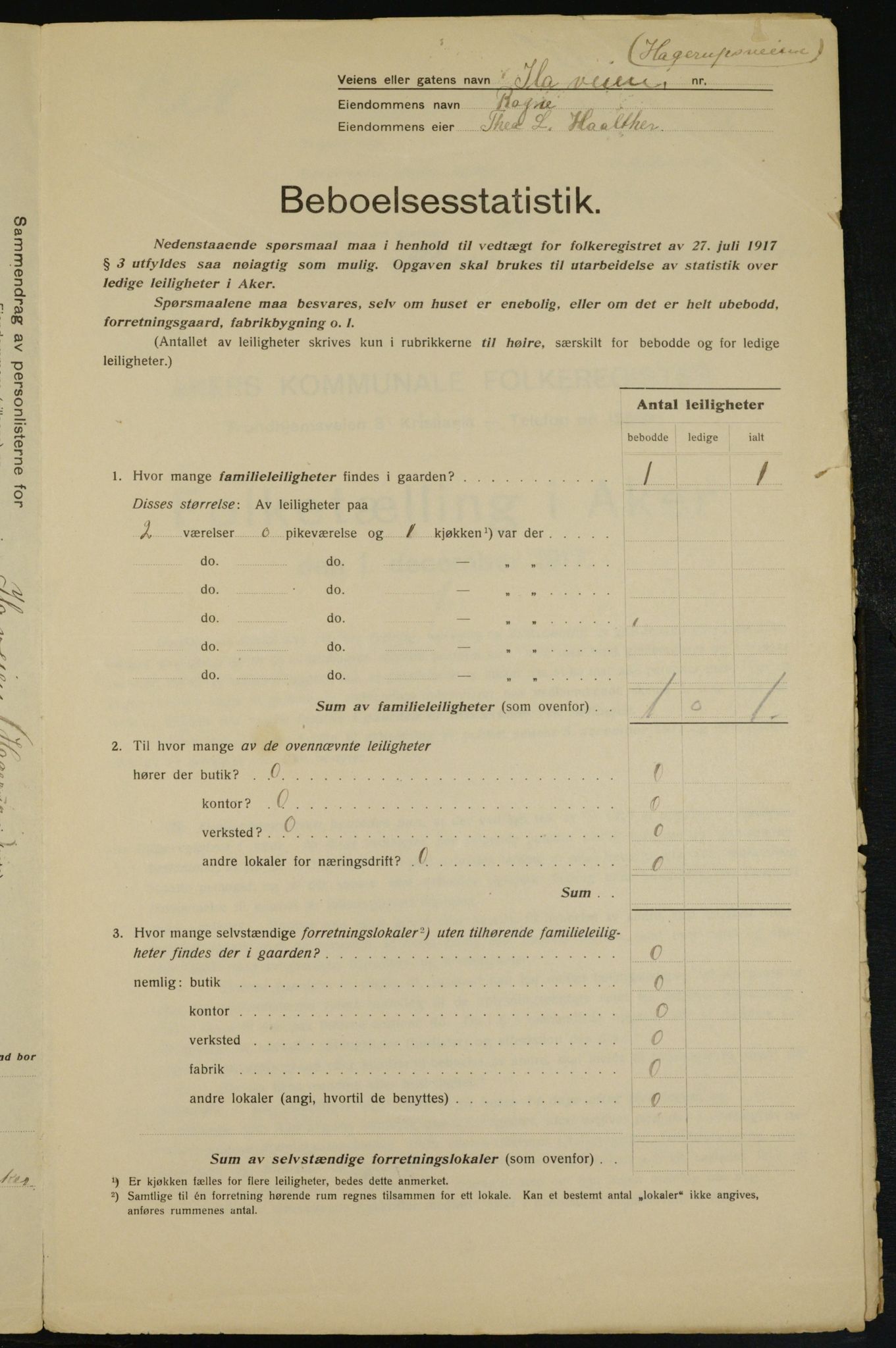 OBA, Municipal Census 1917 for Aker, 1917, p. 23811