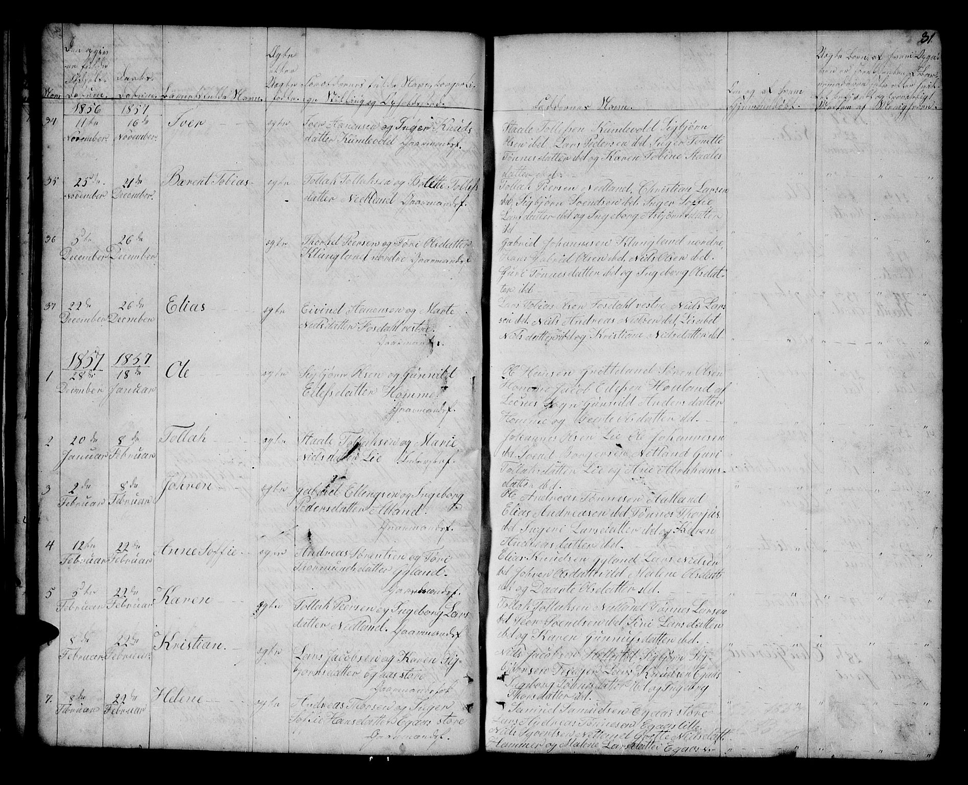 Bakke sokneprestkontor, SAK/1111-0002/F/Fb/Fbb/L0002: Parish register (copy) no. B 2, 1849-1878, p. 31