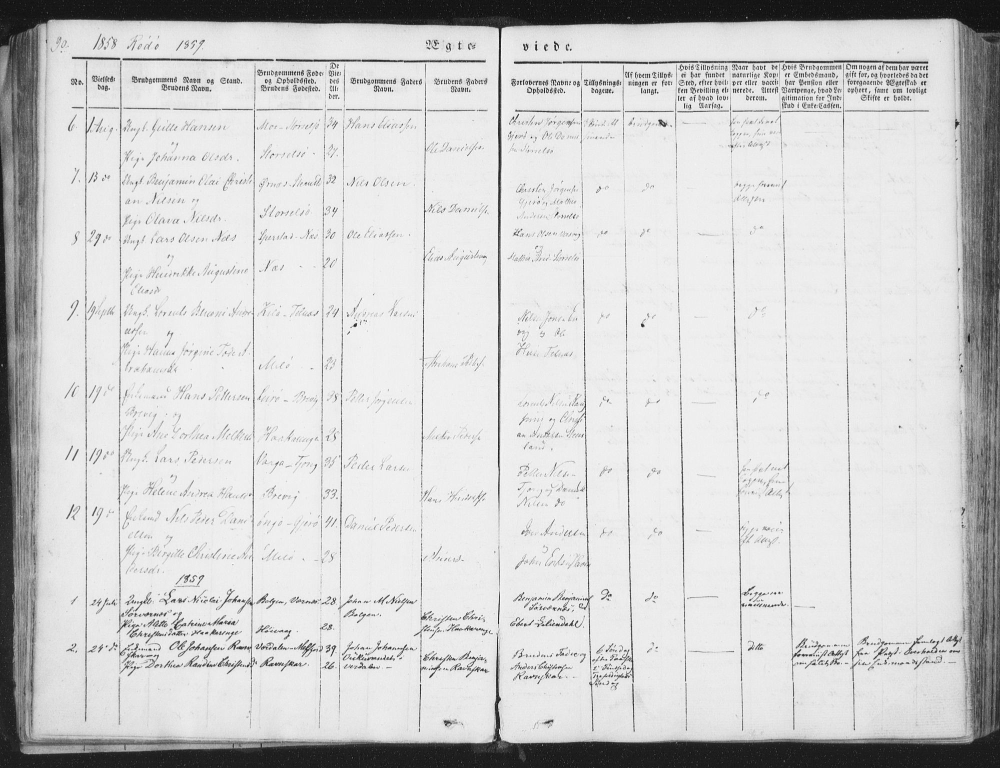 Ministerialprotokoller, klokkerbøker og fødselsregistre - Nordland, SAT/A-1459/841/L0604: Parish register (official) no. 841A09 /1, 1845-1862, p. 90