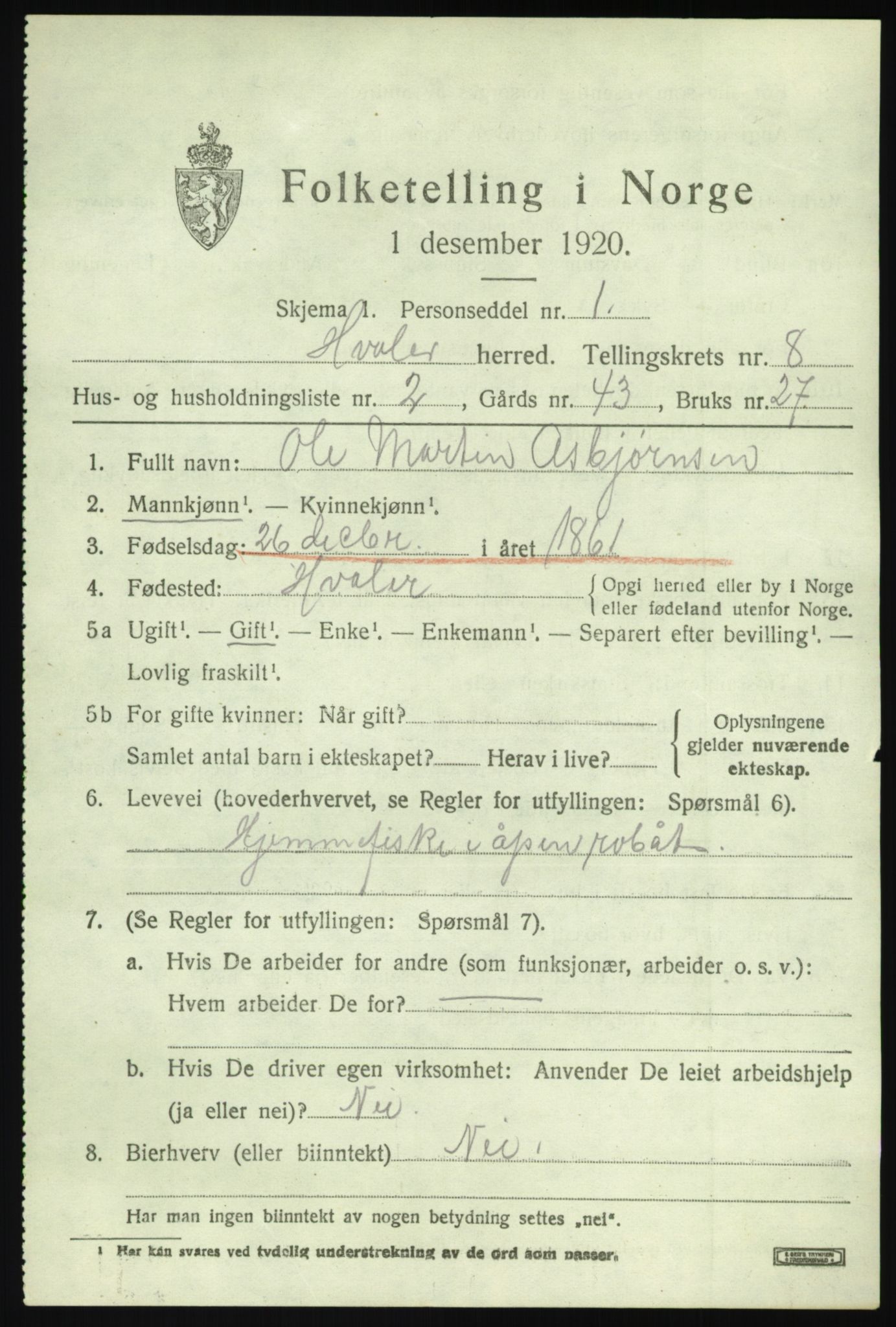 SAO, 1920 census for Hvaler, 1920, p. 7362