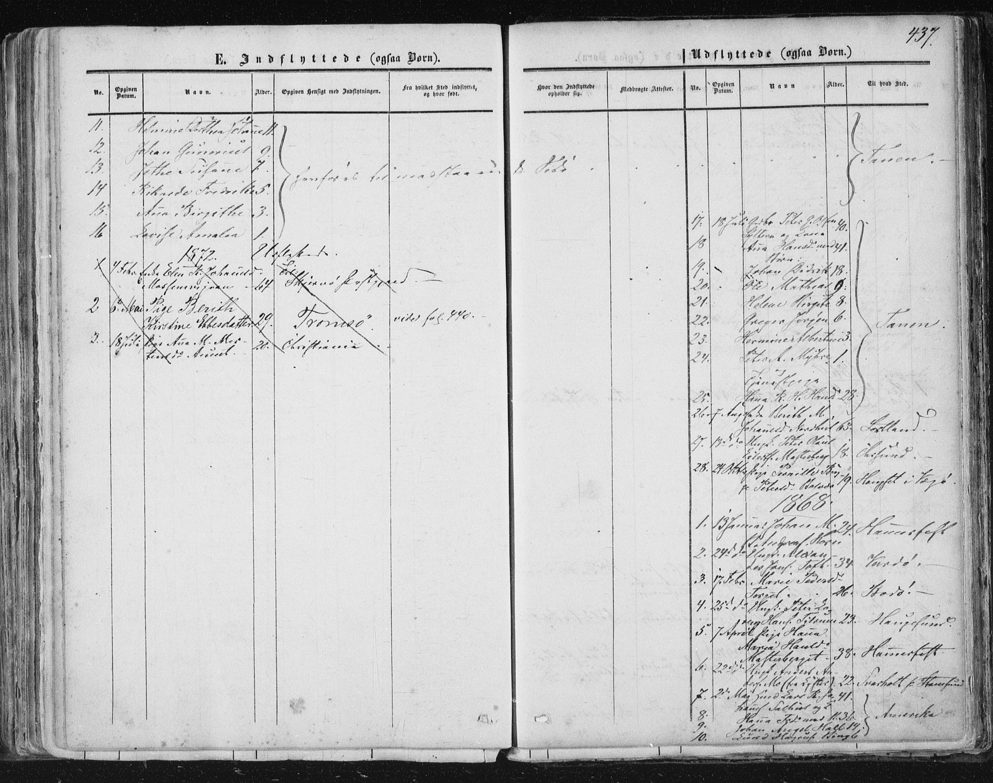 Ministerialprotokoller, klokkerbøker og fødselsregistre - Nordland, SAT/A-1459/813/L0198: Parish register (official) no. 813A08, 1834-1874, p. 437