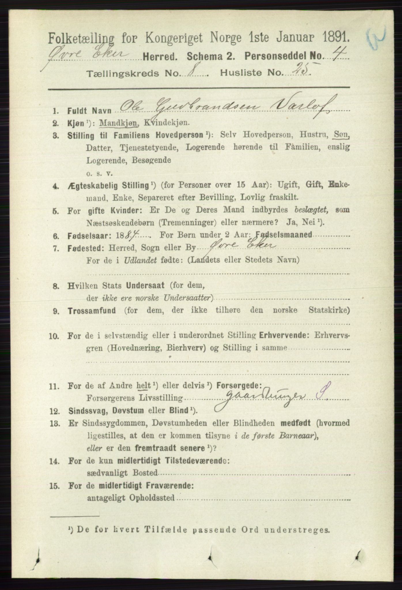 RA, 1891 census for 0624 Øvre Eiker, 1891, p. 3356
