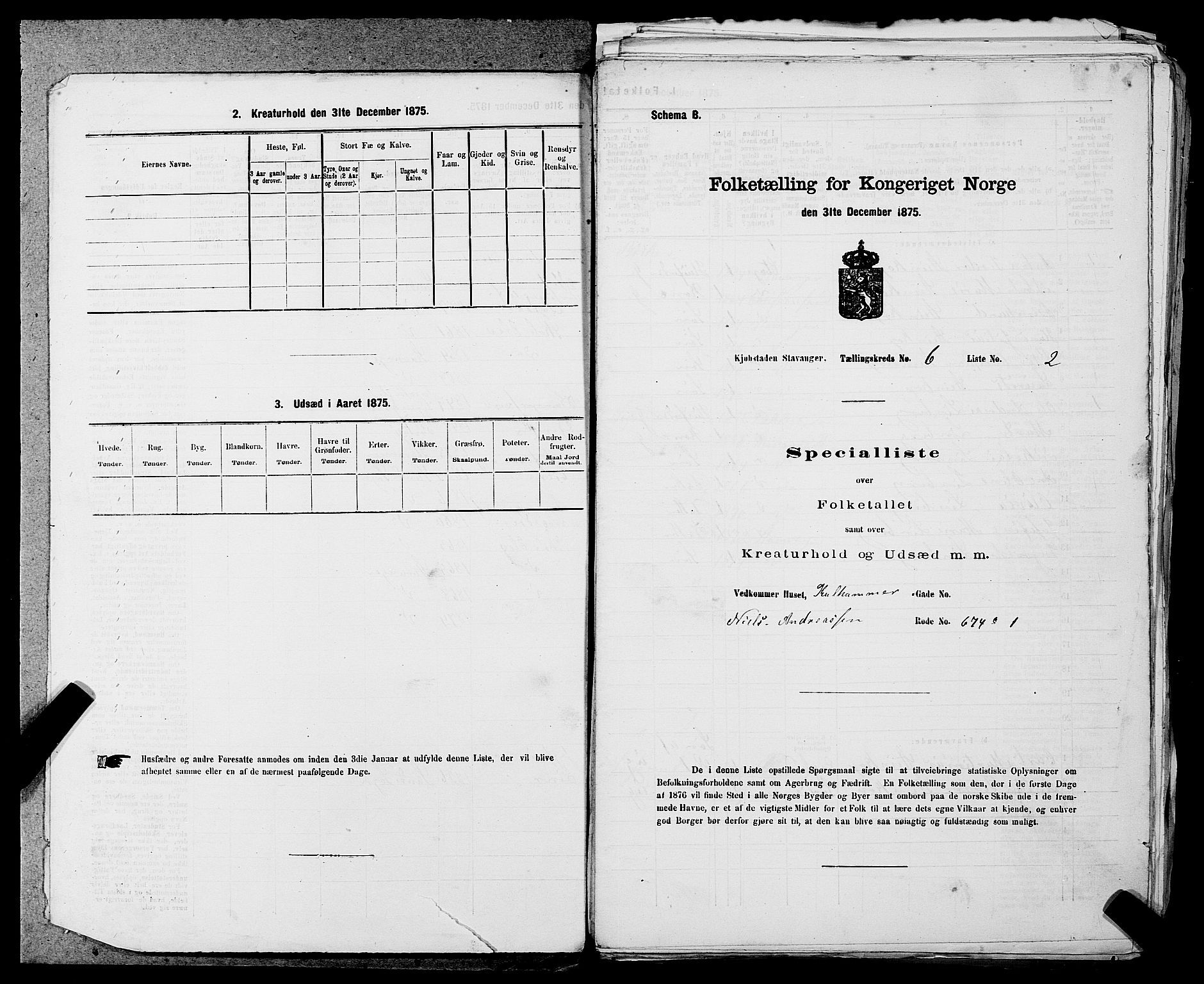 SAST, 1875 census for 1103 Stavanger, 1875, p. 934