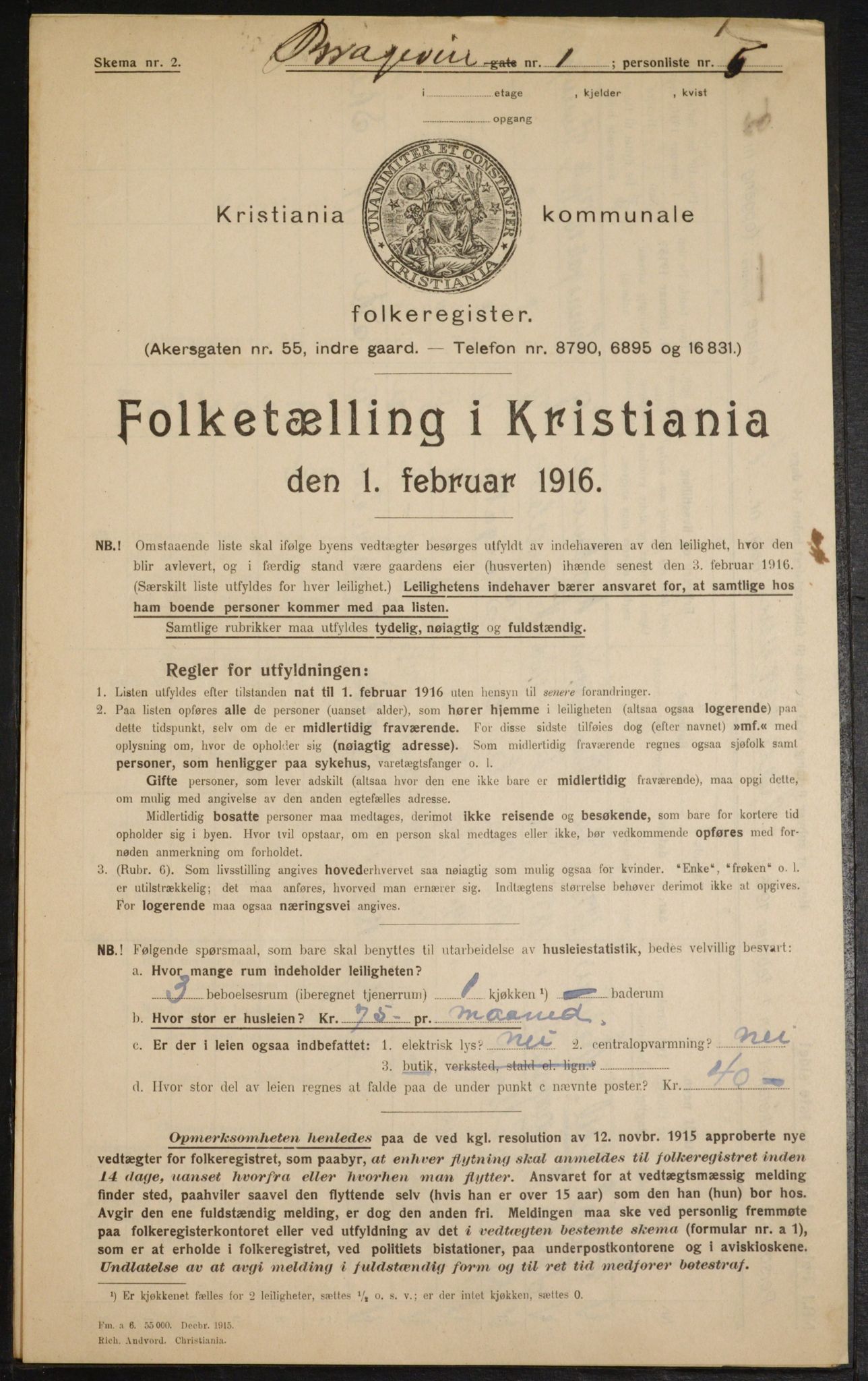 OBA, Municipal Census 1916 for Kristiania, 1916, p. 8135