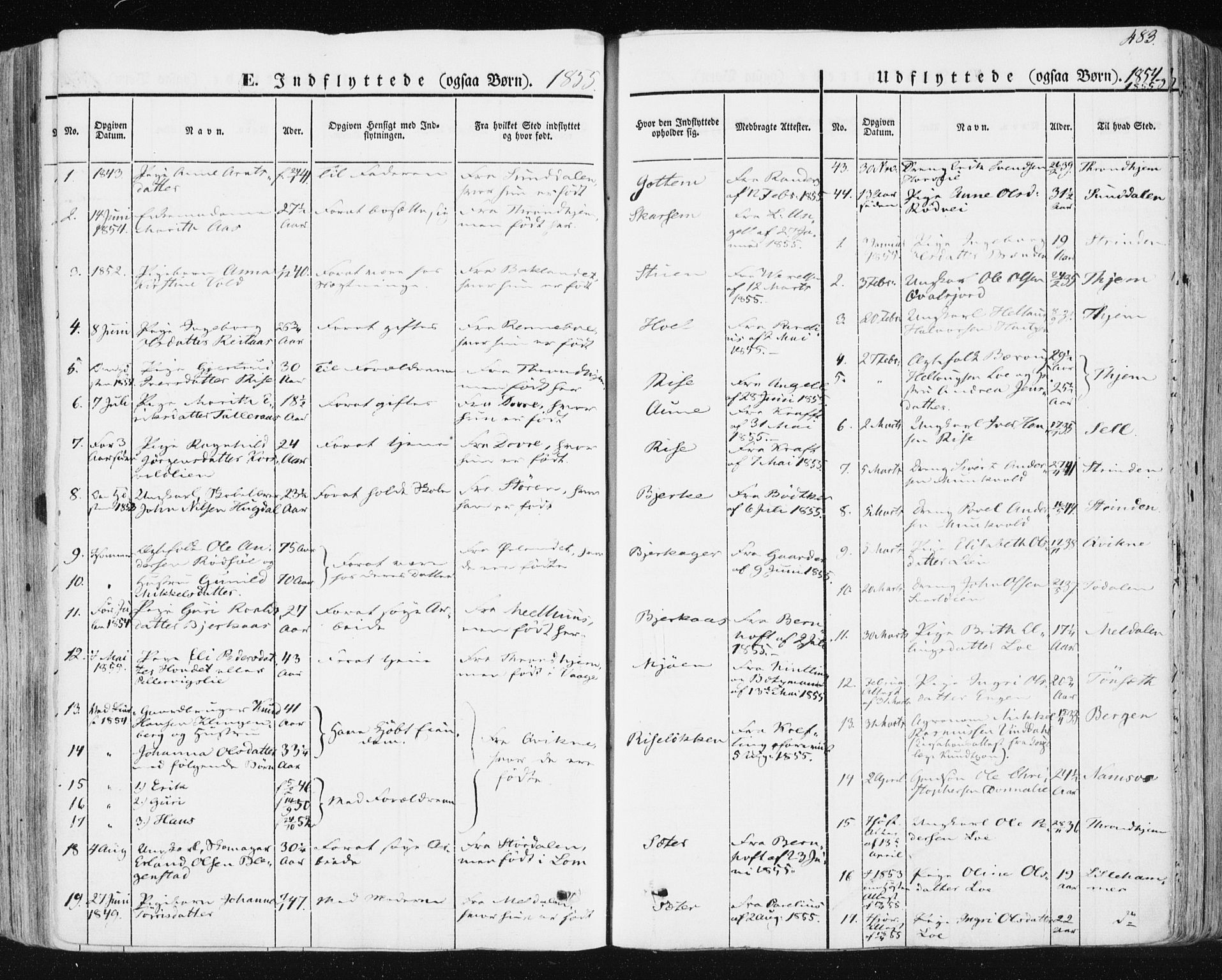 Ministerialprotokoller, klokkerbøker og fødselsregistre - Sør-Trøndelag, SAT/A-1456/678/L0899: Parish register (official) no. 678A08, 1848-1872, p. 483