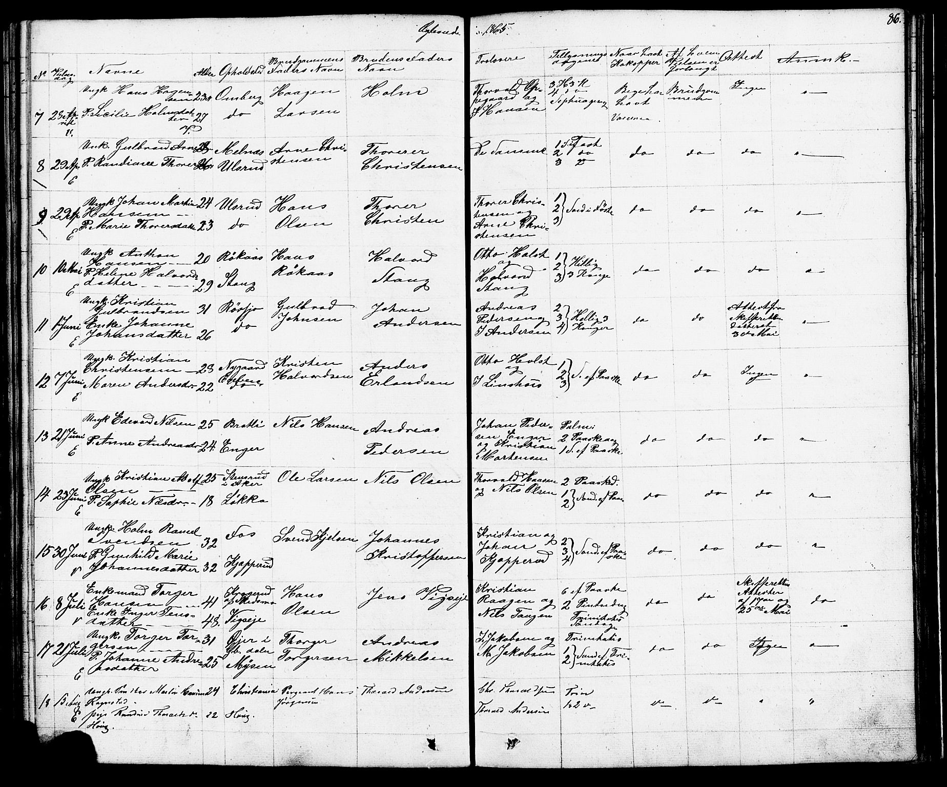 Enebakk prestekontor Kirkebøker, SAO/A-10171c/F/Fa/L0012: Parish register (official) no. I 12, 1832-1882, p. 86