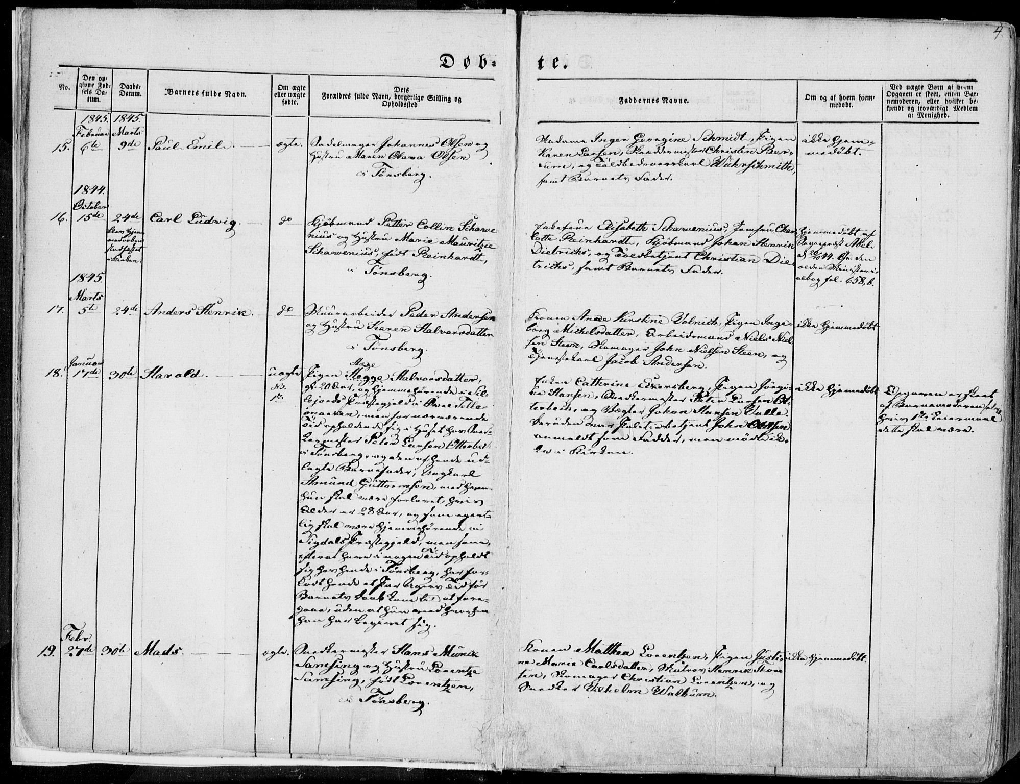 Tønsberg kirkebøker, AV/SAKO-A-330/F/Fa/L0007: Parish register (official) no. I 7, 1845-1854, p. 4