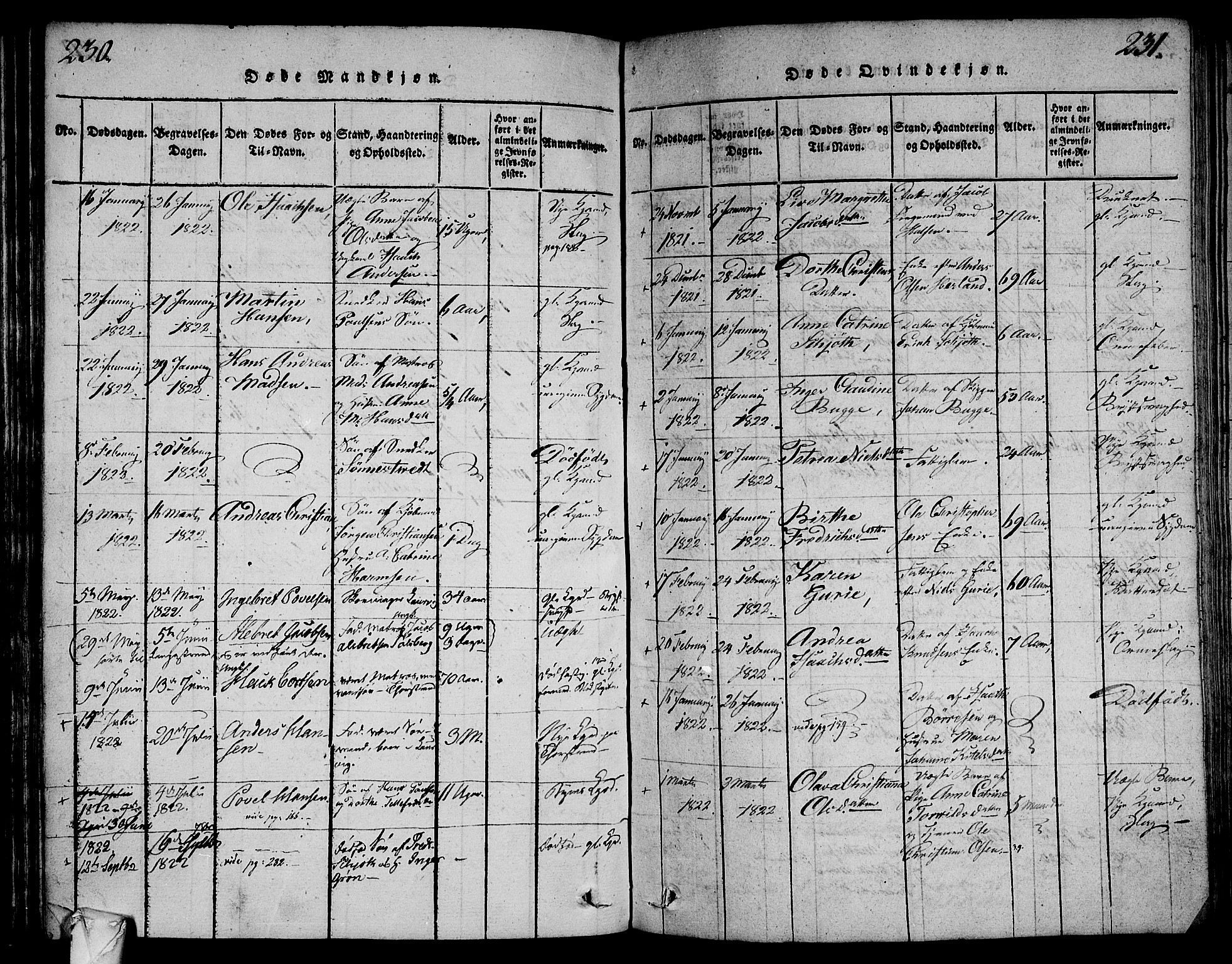 Larvik kirkebøker, AV/SAKO-A-352/F/Fa/L0001: Parish register (official) no. I 1, 1814-1825, p. 230-231