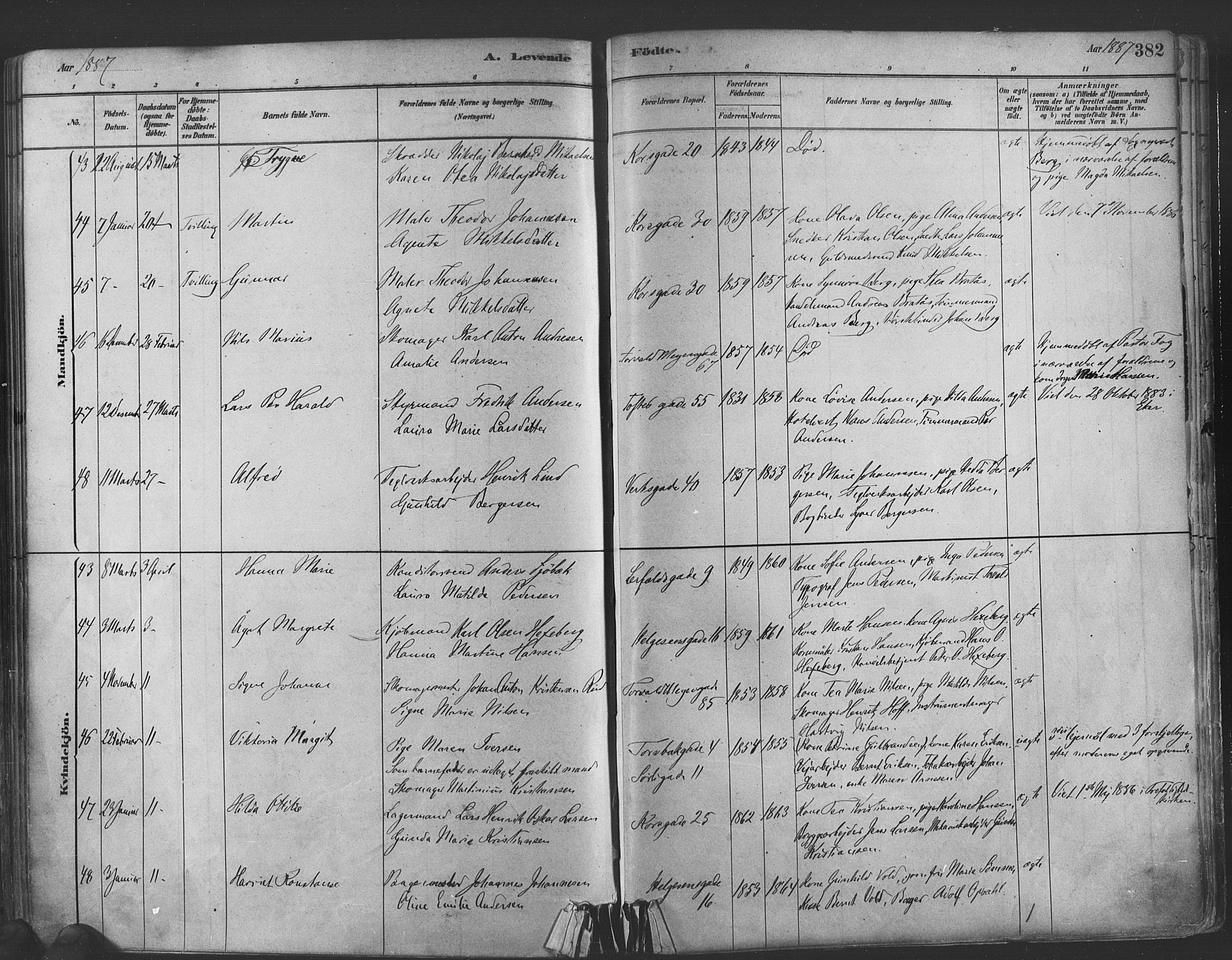 Paulus prestekontor Kirkebøker, AV/SAO-A-10871/F/Fa/L0003: Parish register (official) no. 3, 1879-1887, p. 382