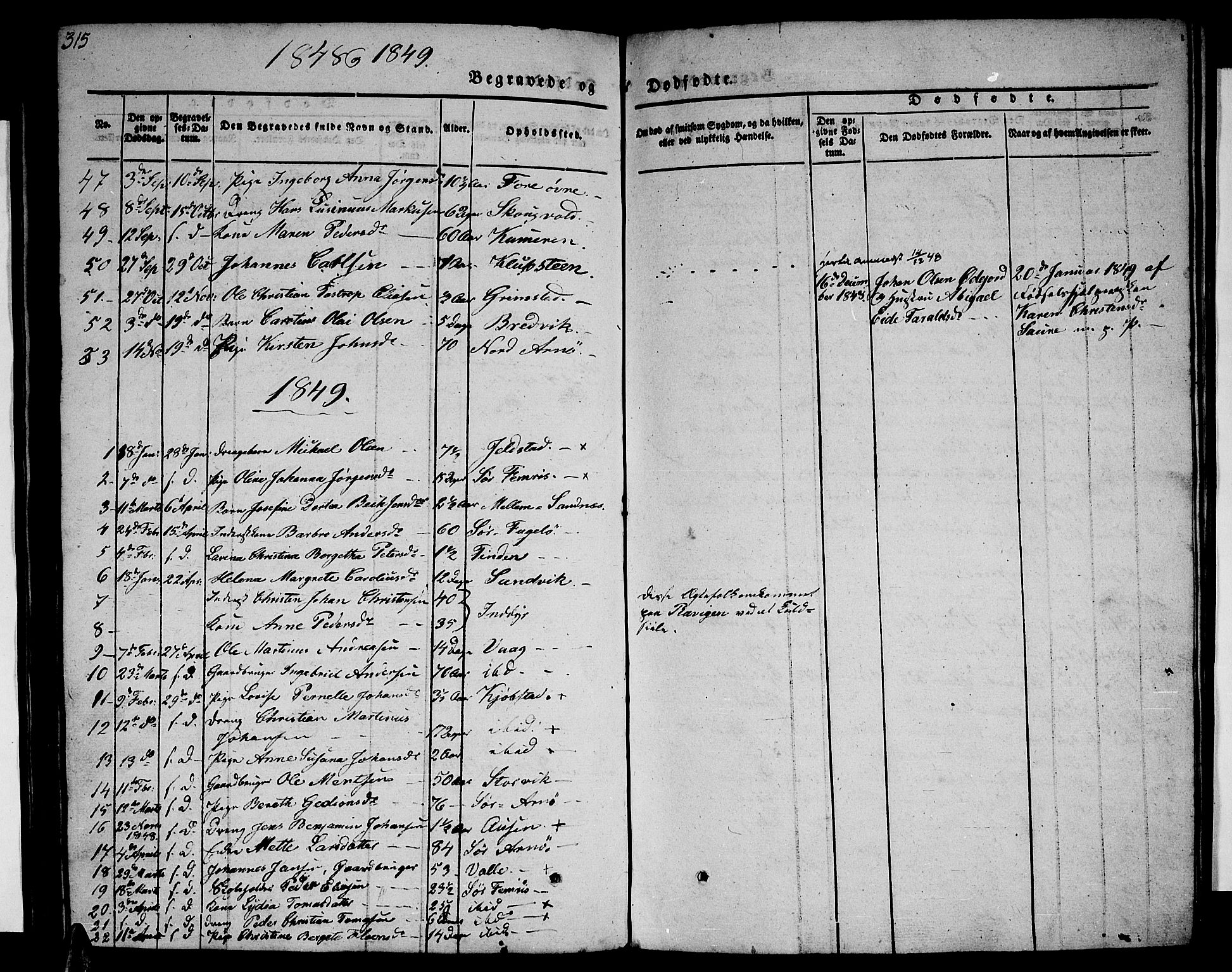 Ministerialprotokoller, klokkerbøker og fødselsregistre - Nordland, AV/SAT-A-1459/805/L0106: Parish register (copy) no. 805C02, 1841-1861, p. 315