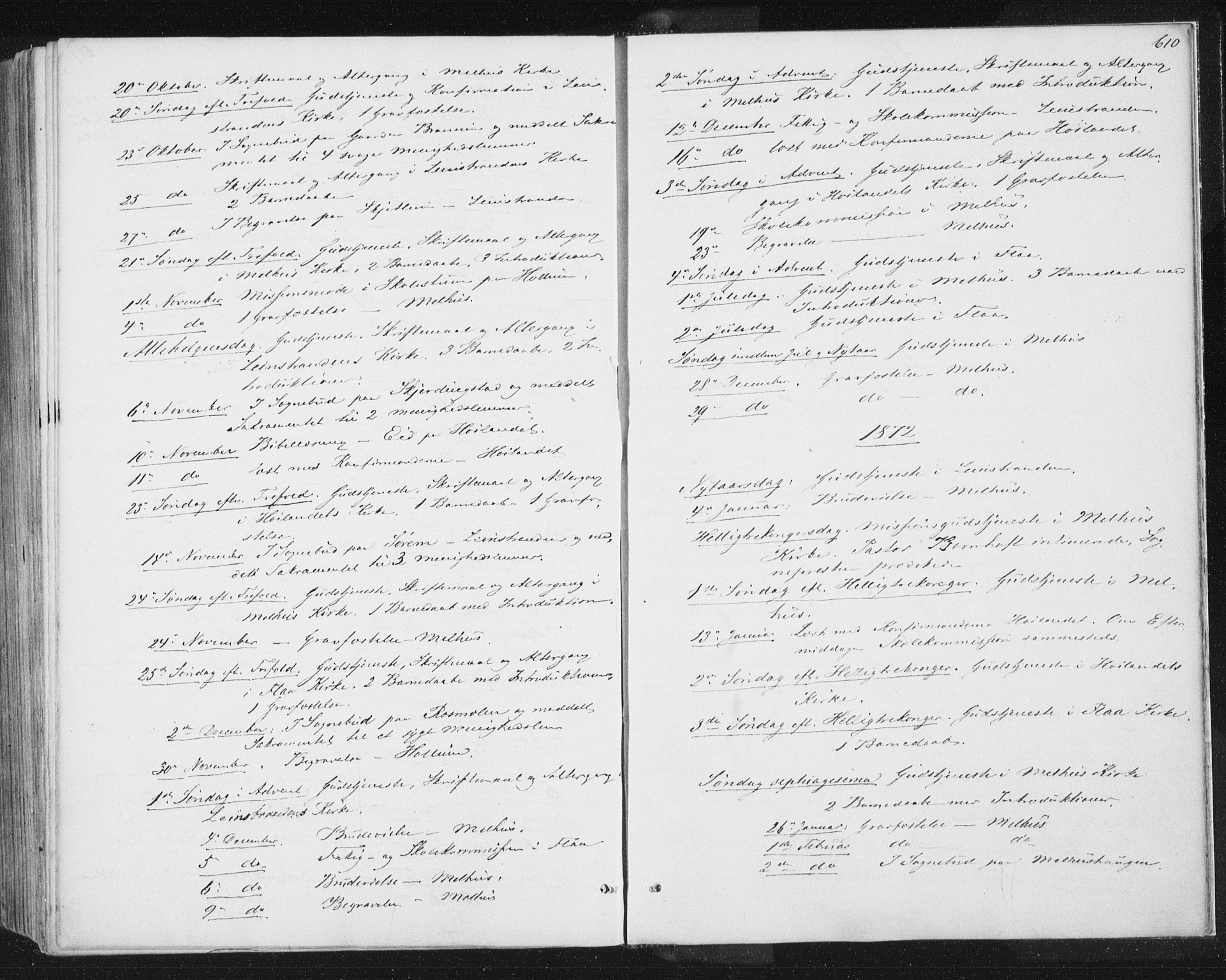 Ministerialprotokoller, klokkerbøker og fødselsregistre - Sør-Trøndelag, SAT/A-1456/691/L1077: Parish register (official) no. 691A09, 1862-1873, p. 610
