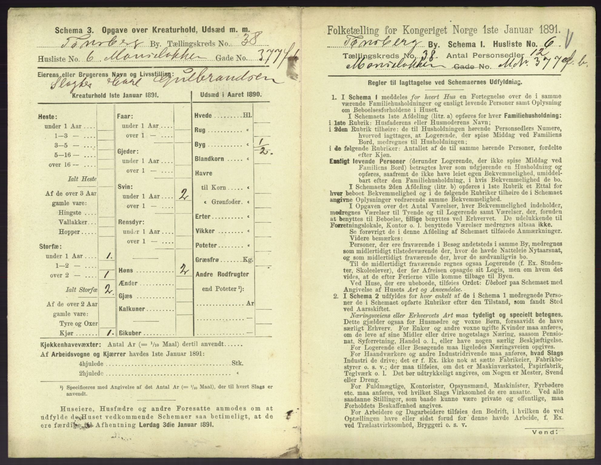 RA, 1891 census for 0705 Tønsberg, 1891, p. 1084