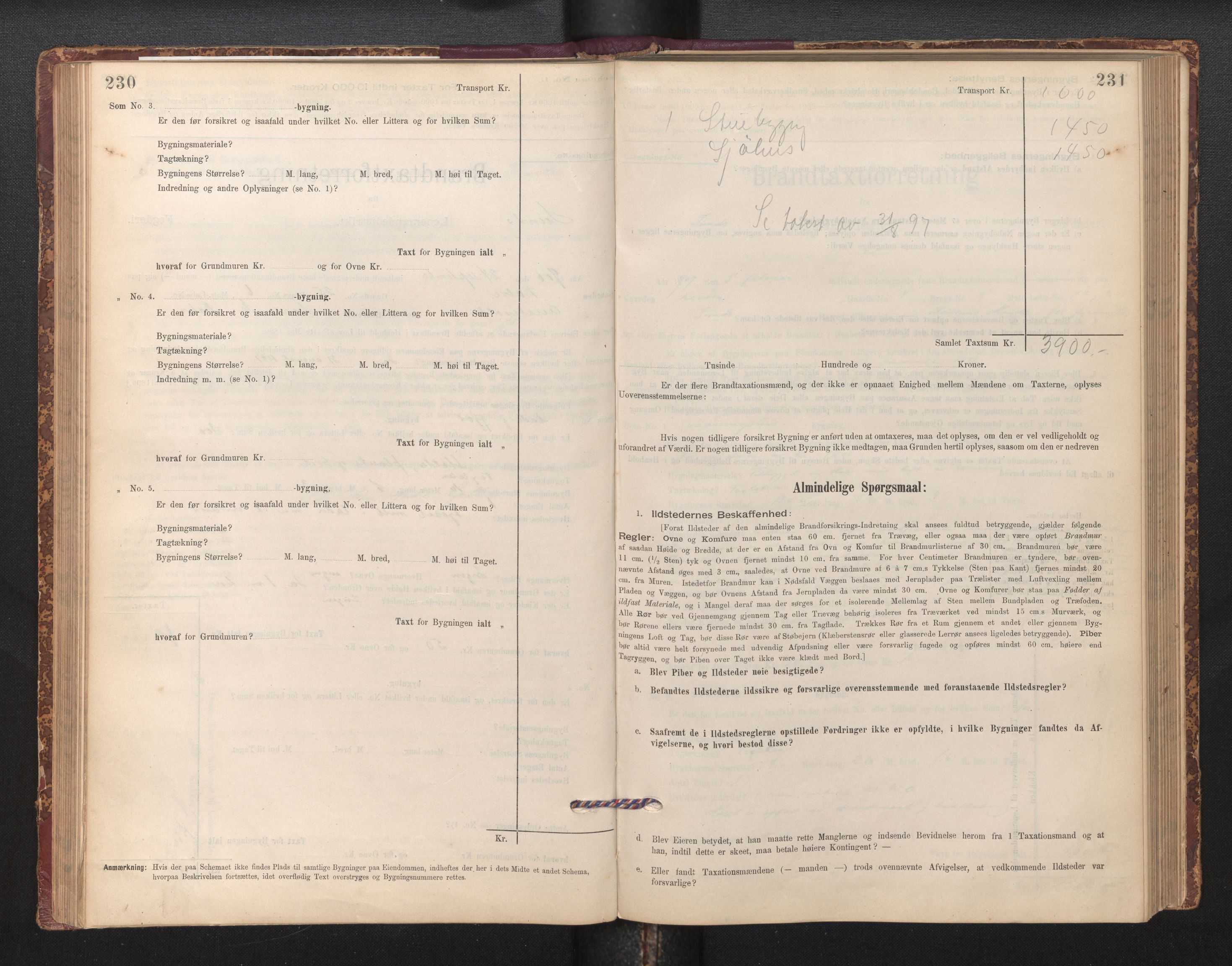 Lensmannen i Sund og Austevoll, AV/SAB-A-35201/0012/L0003: Branntakstprotokoll, skjematakst, 1894-1917, p. 230-231