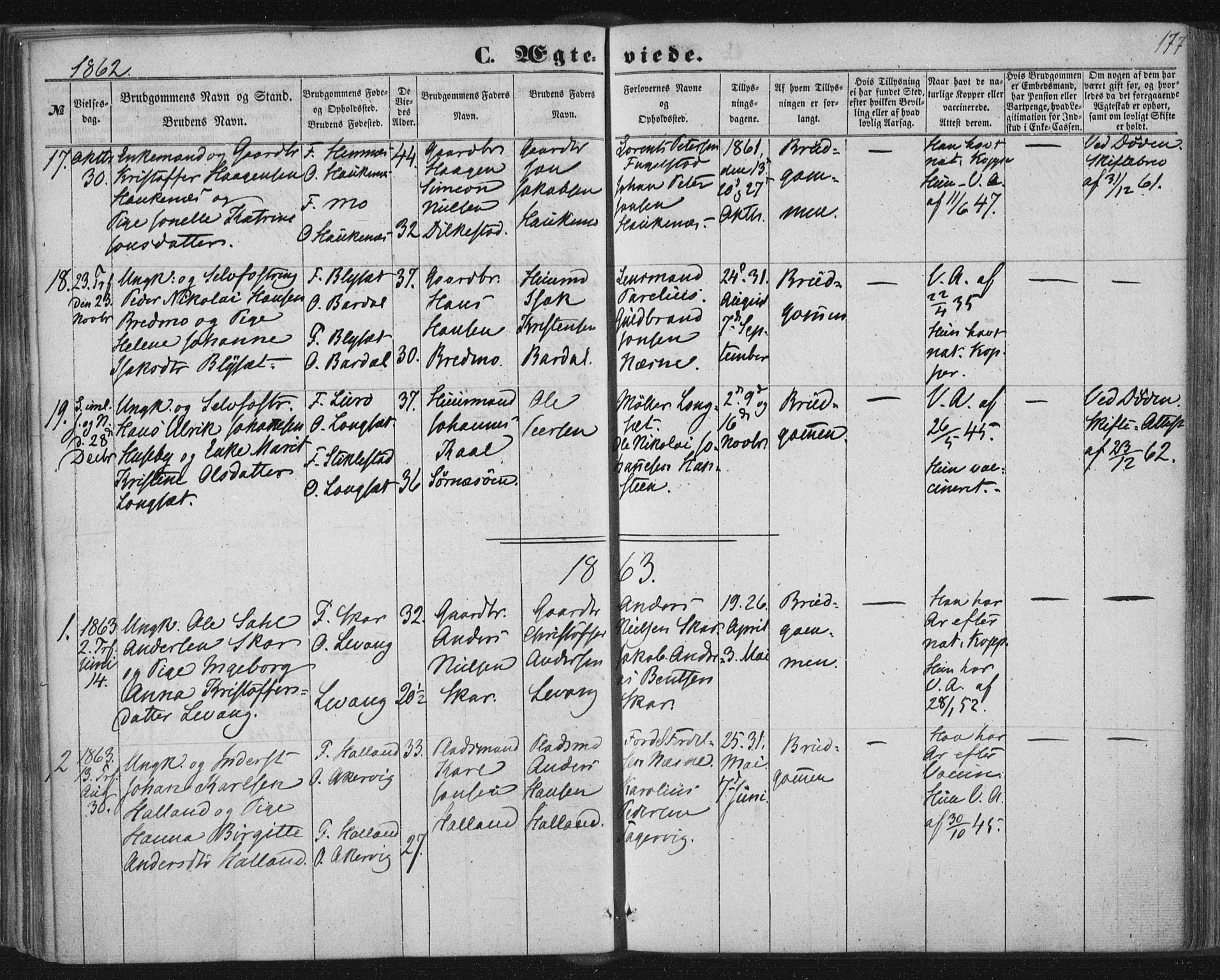 Ministerialprotokoller, klokkerbøker og fødselsregistre - Nordland, AV/SAT-A-1459/838/L0550: Parish register (official) no. 838A08, 1855-1865, p. 177