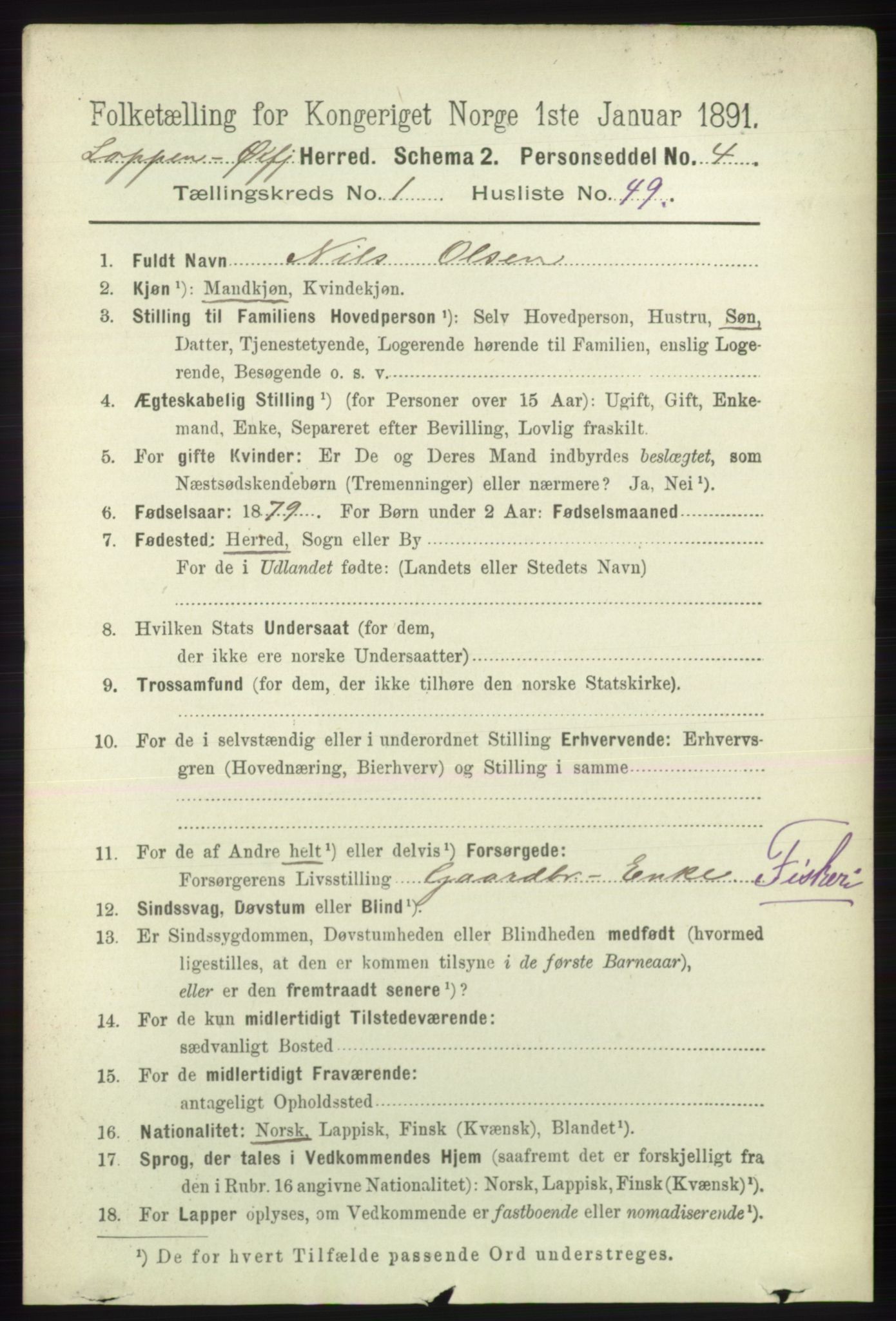 RA, 1891 census for 2014 Loppa, 1891, p. 323