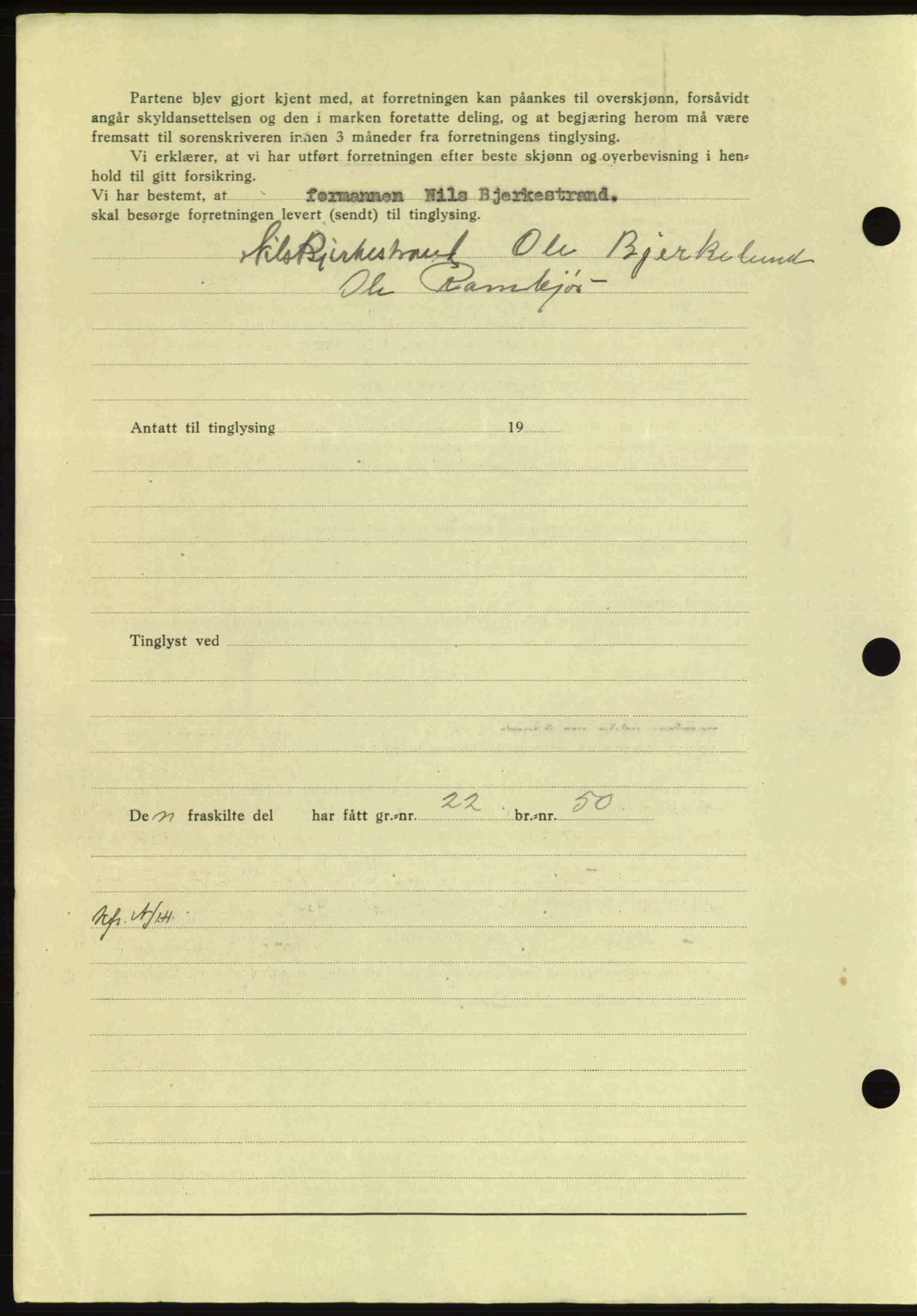 Nordmøre sorenskriveri, AV/SAT-A-4132/1/2/2Ca: Mortgage book no. A93, 1942-1942, Diary no: : 2194/1942